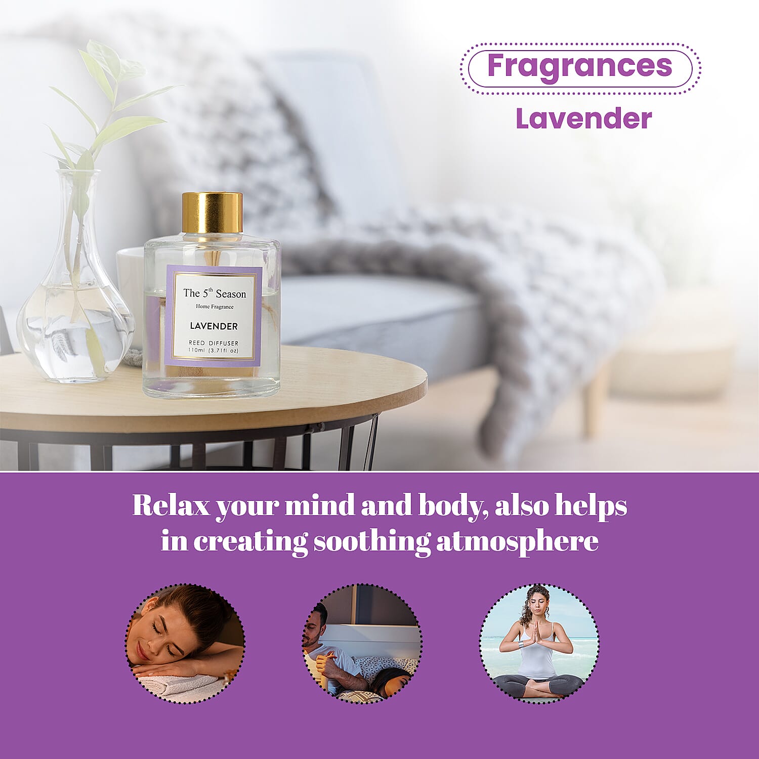 Reed Diffuser Gift Set with Natural Reeds (110ml) - Lavender