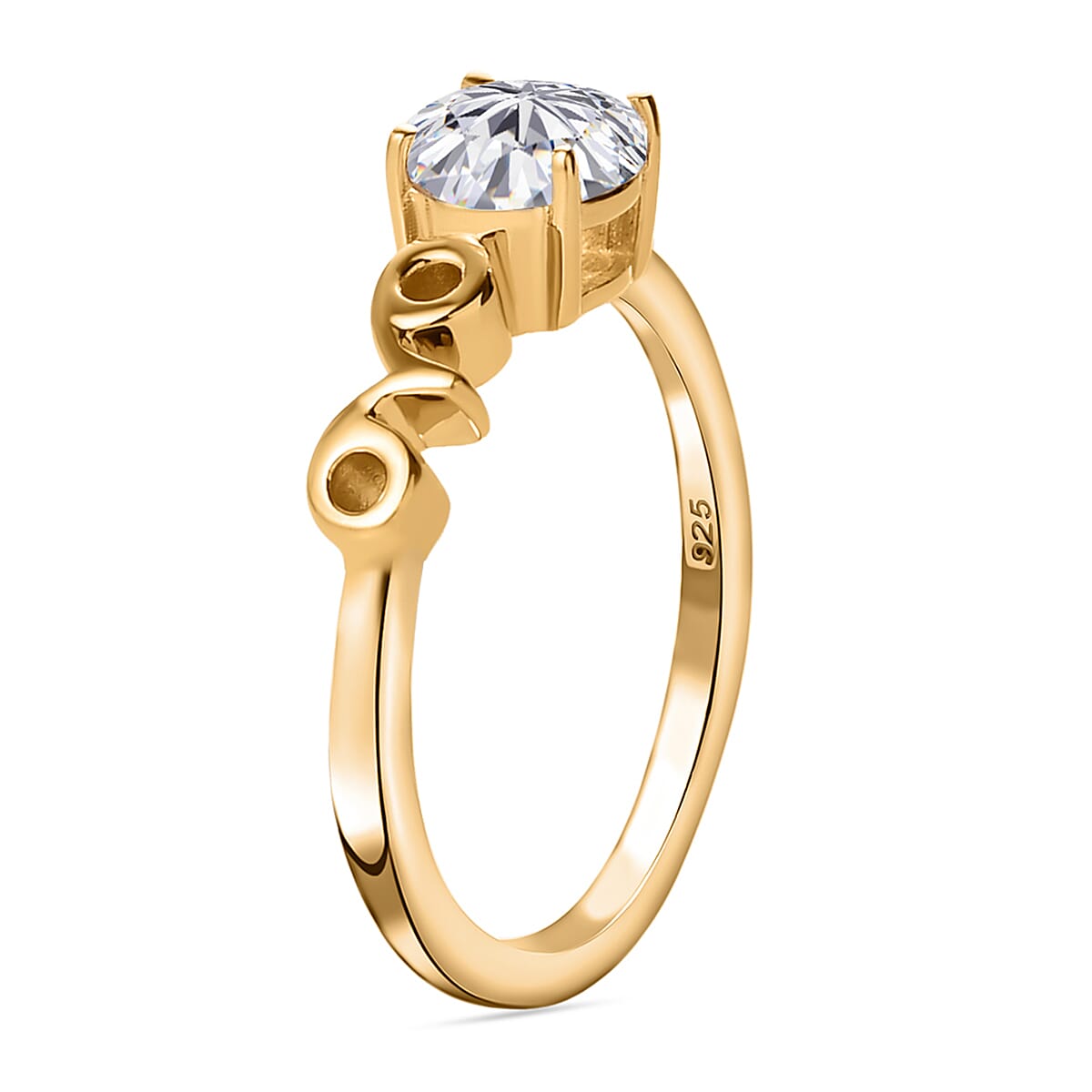 White Topaz Solitaire Ring in 14K Gold Overlay Sterling Silver