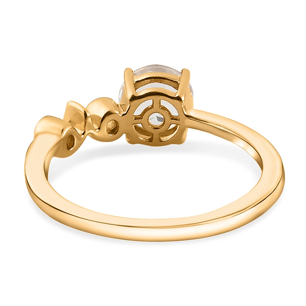 White Topaz Solitaire Ring in 14K Gold Overlay Sterling Silver