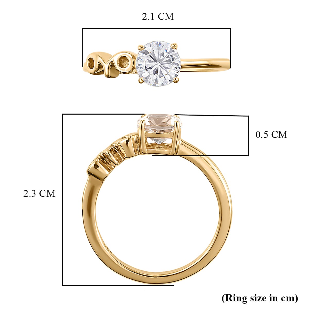 White Topaz Solitaire Ring in 14K Gold Overlay Sterling Silver