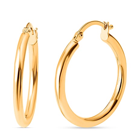 9K Yellow Gold Hoop Earrings with Clasp