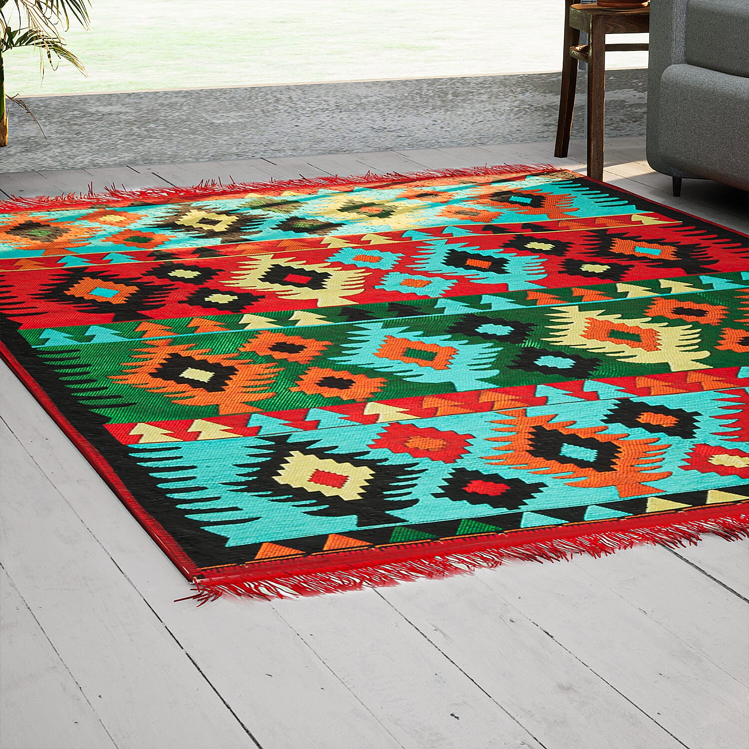 Authentic Turkish Traditional Kilim Reversible Rug (Size 170x120 cm) - Multi