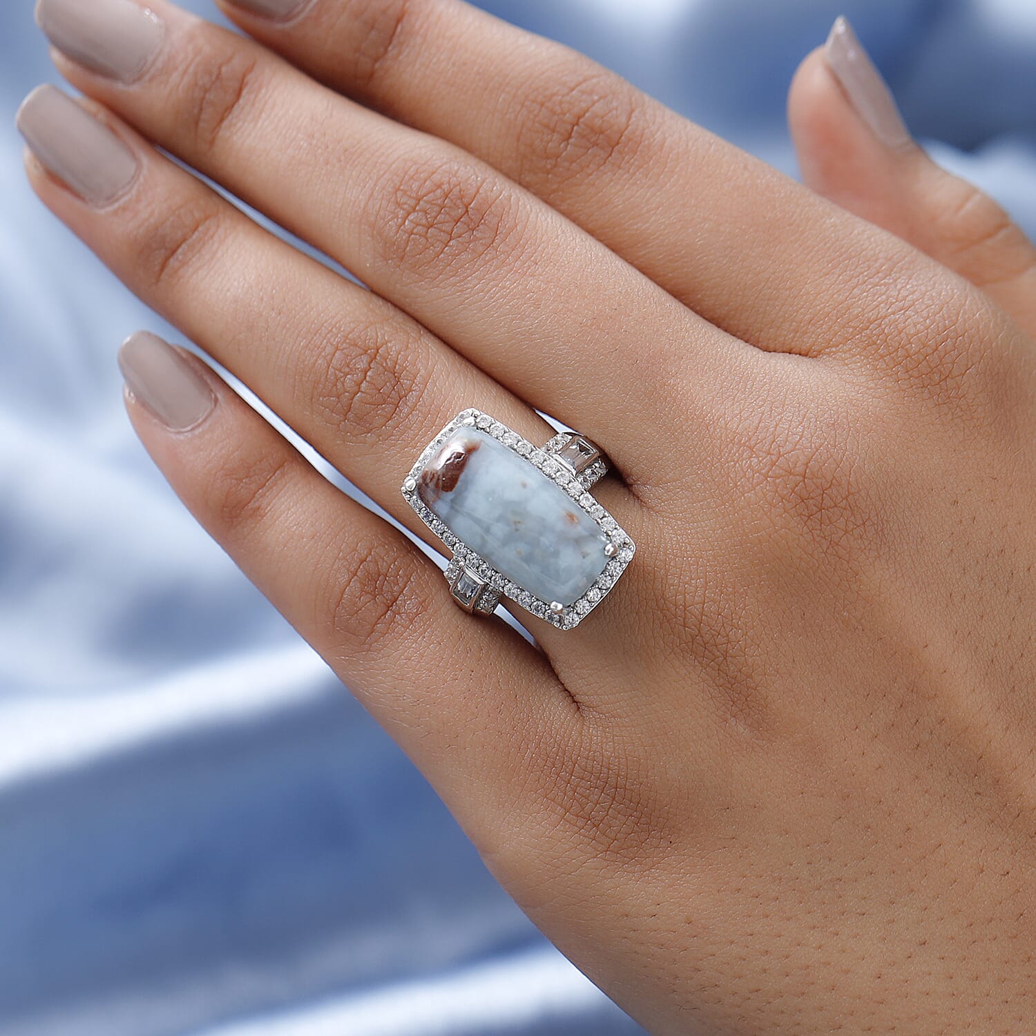 Zimbaprase and Natural Zircon Ring in Platinum Overlay Sterling Silver 13.95 Ct.