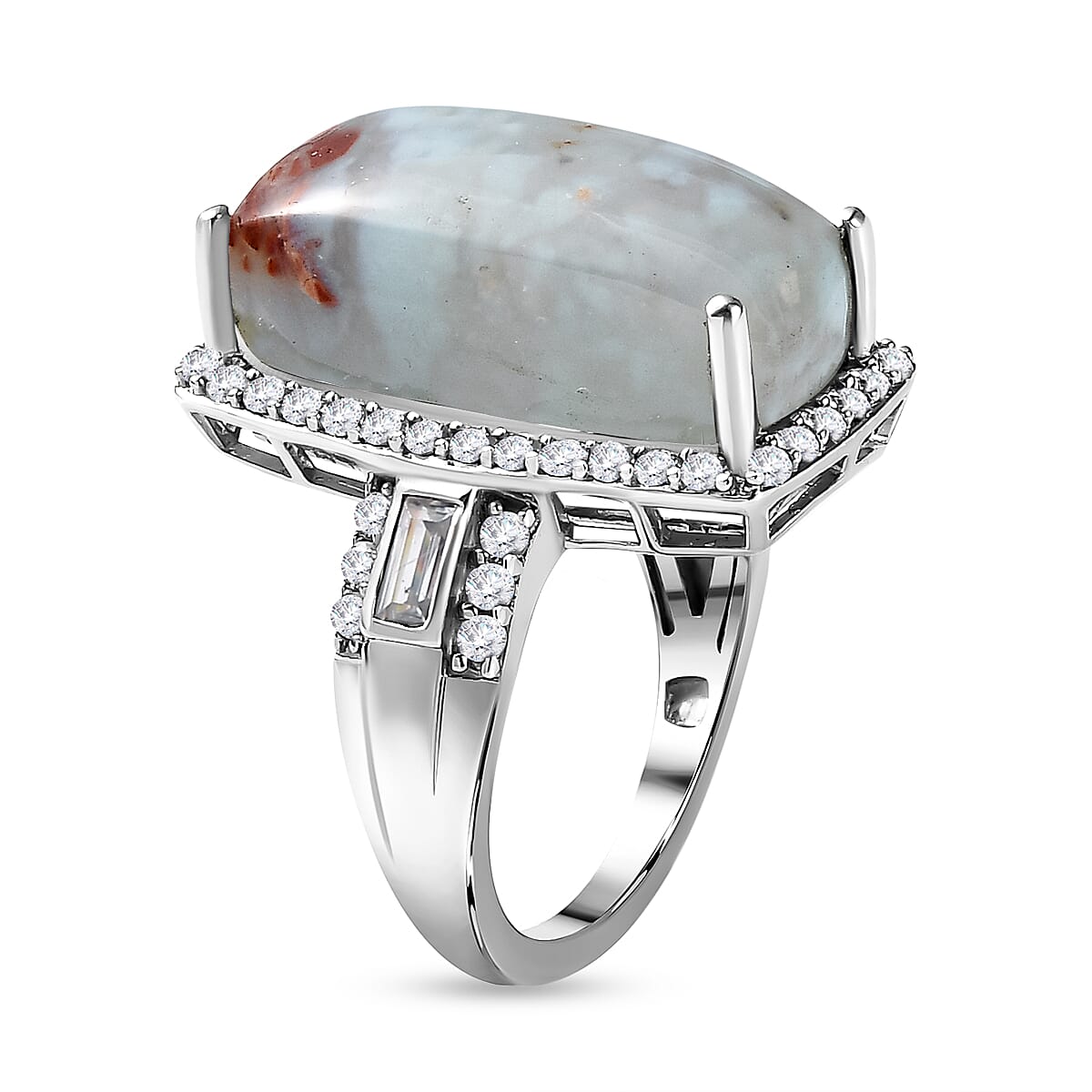 Zimbaprase and Natural Zircon Ring in Platinum Overlay Sterling Silver 13.95 Ct.