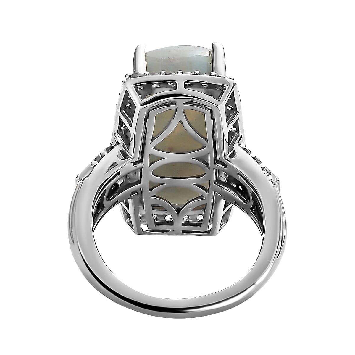 Zimbaprase and Natural Zircon Ring in Platinum Overlay Sterling Silver 13.95 Ct.