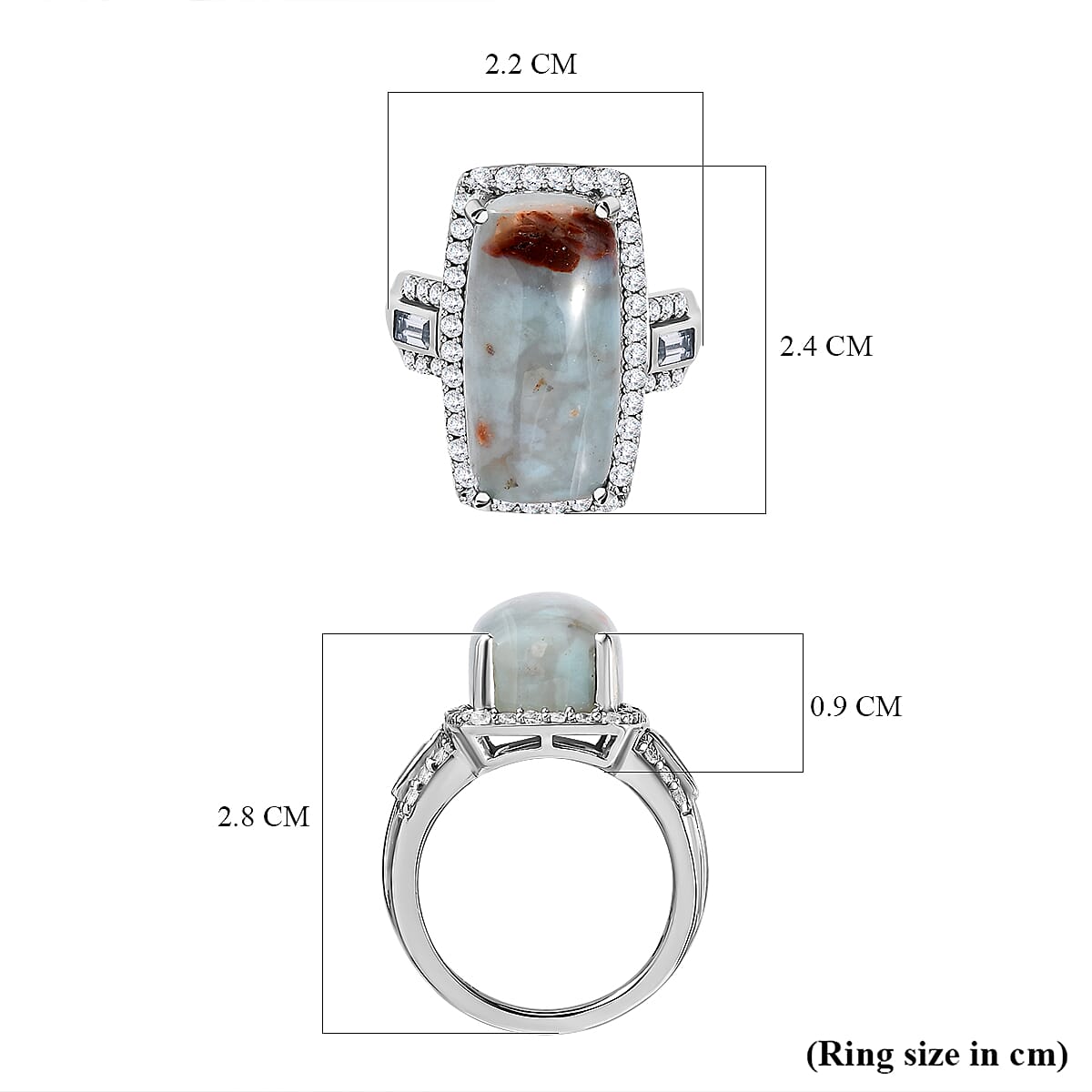 Zimbaprase and Natural Zircon Ring in Platinum Overlay Sterling Silver 13.95 Ct.