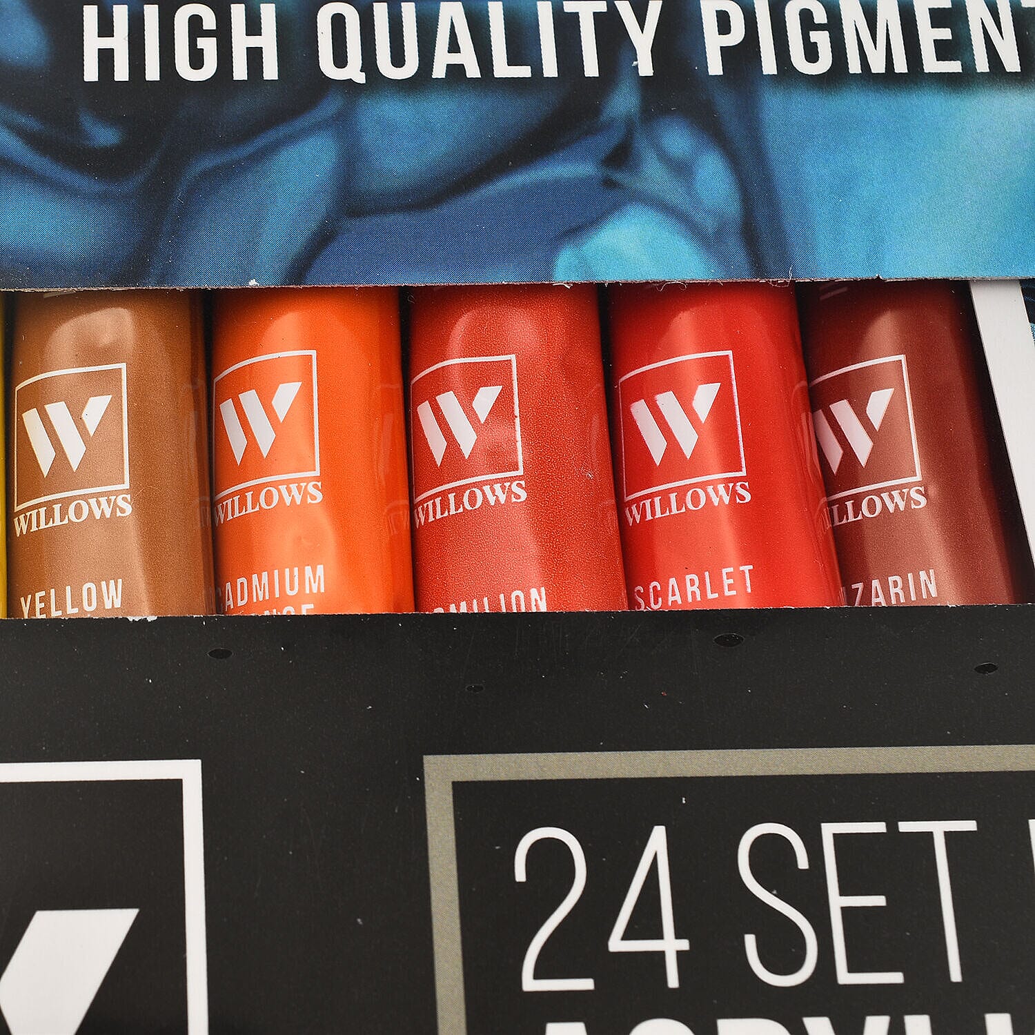 WILLOWS 24 Premium Acrylic Paint Set with Paint Brush- 24 Colour Tubes with 3 Paint Brush