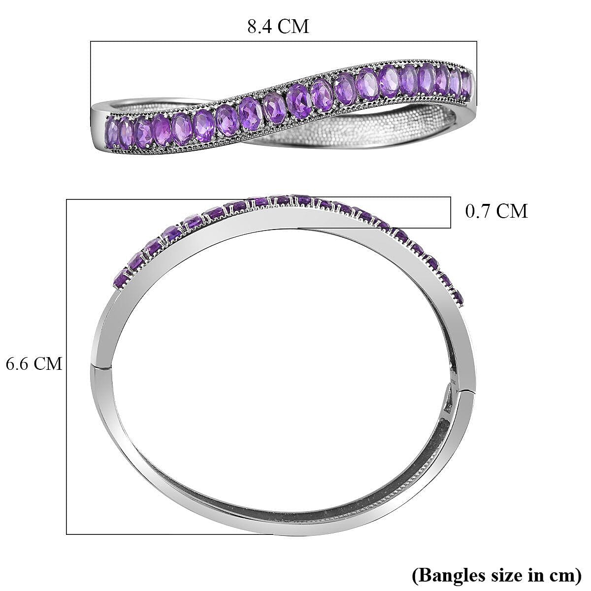Amethyst Half - Eternity Bangle (Size 7.5) 7.73 Ct.