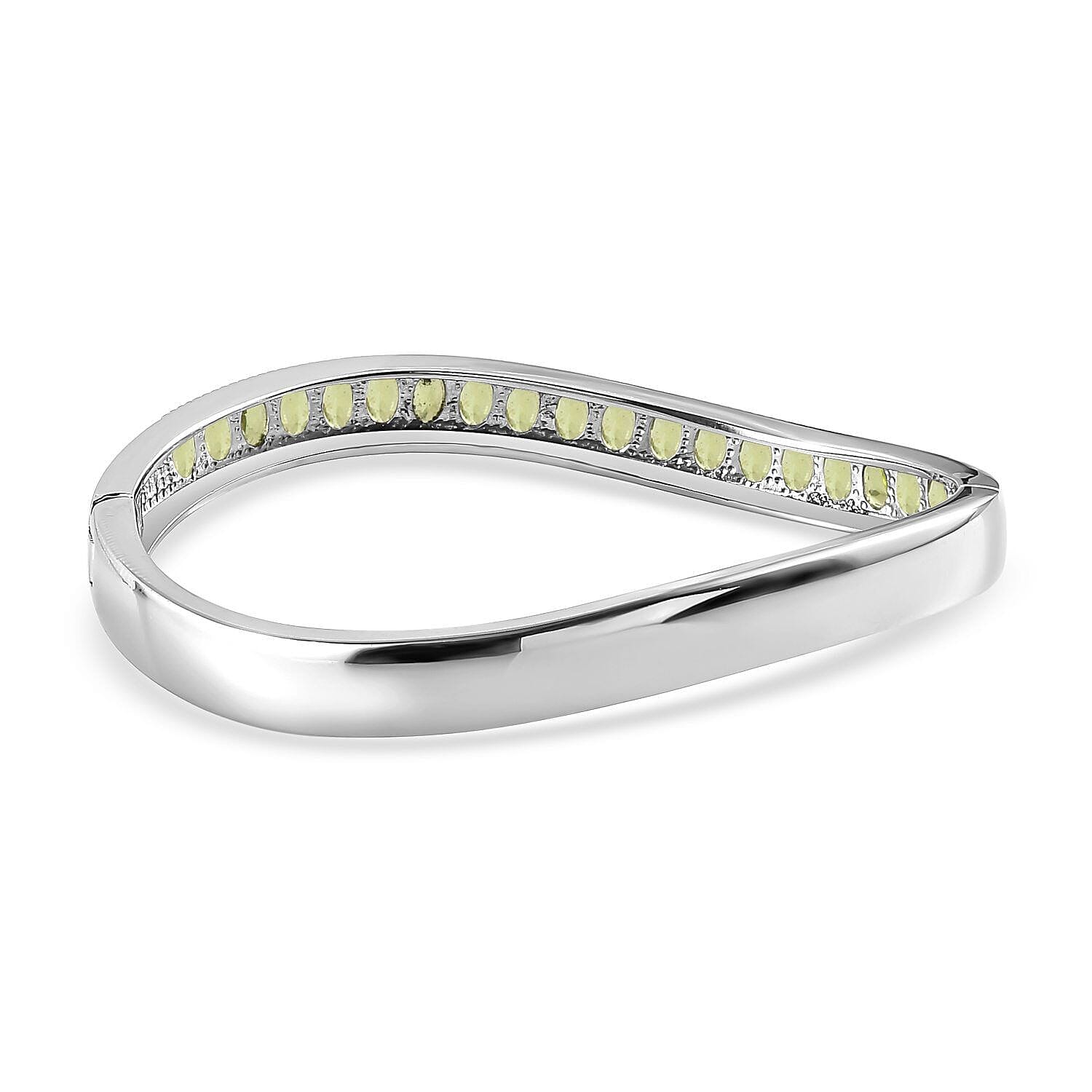 Hebei Peridot Half-Eternity Bangle (Size 7.5) in Stainless Steel 9.36 Ct