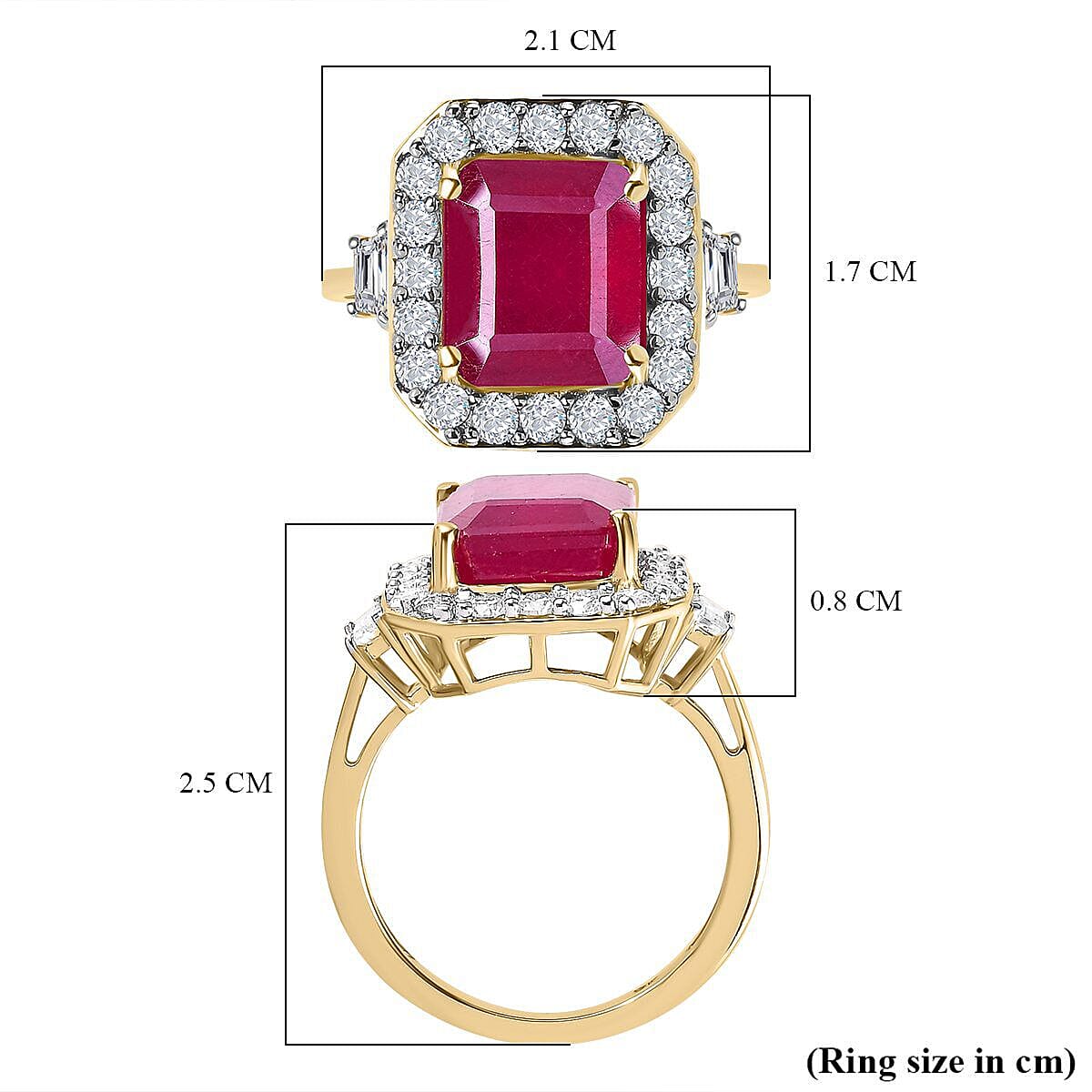 9K Yellow Gold African Ruby & Moissanite Halo Ring 7.71 Ct.
