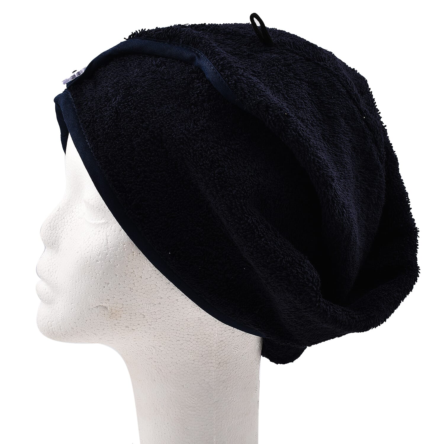 Set of 2 - 100% Cotton Absorbent Fast Dry Hair Wrap (Size 24x9 cm) - Navy & White