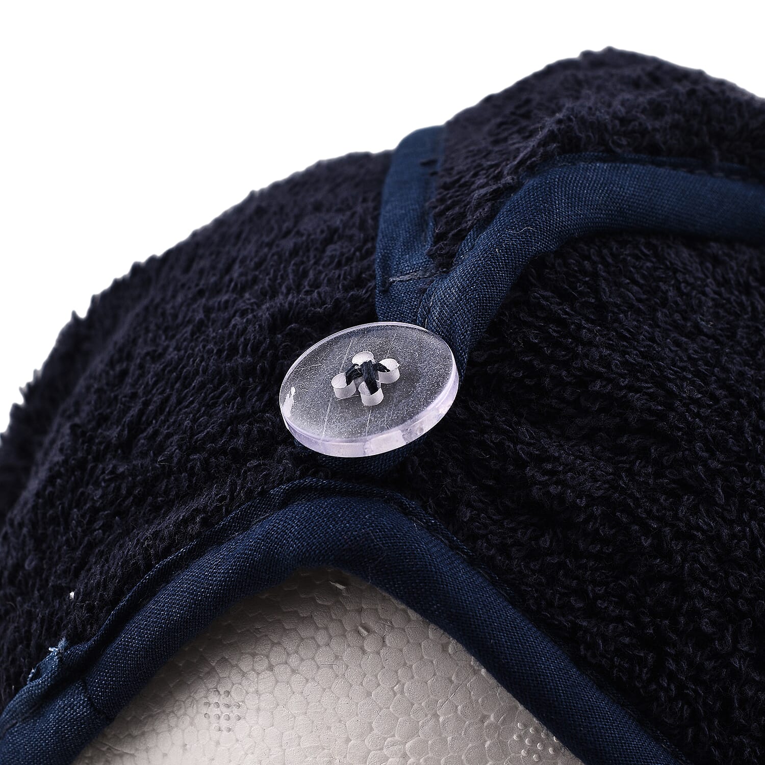 Set of 2 - 100% Cotton Absorbent Fast Dry Hair Wrap (Size 24x9 cm) - Navy & White