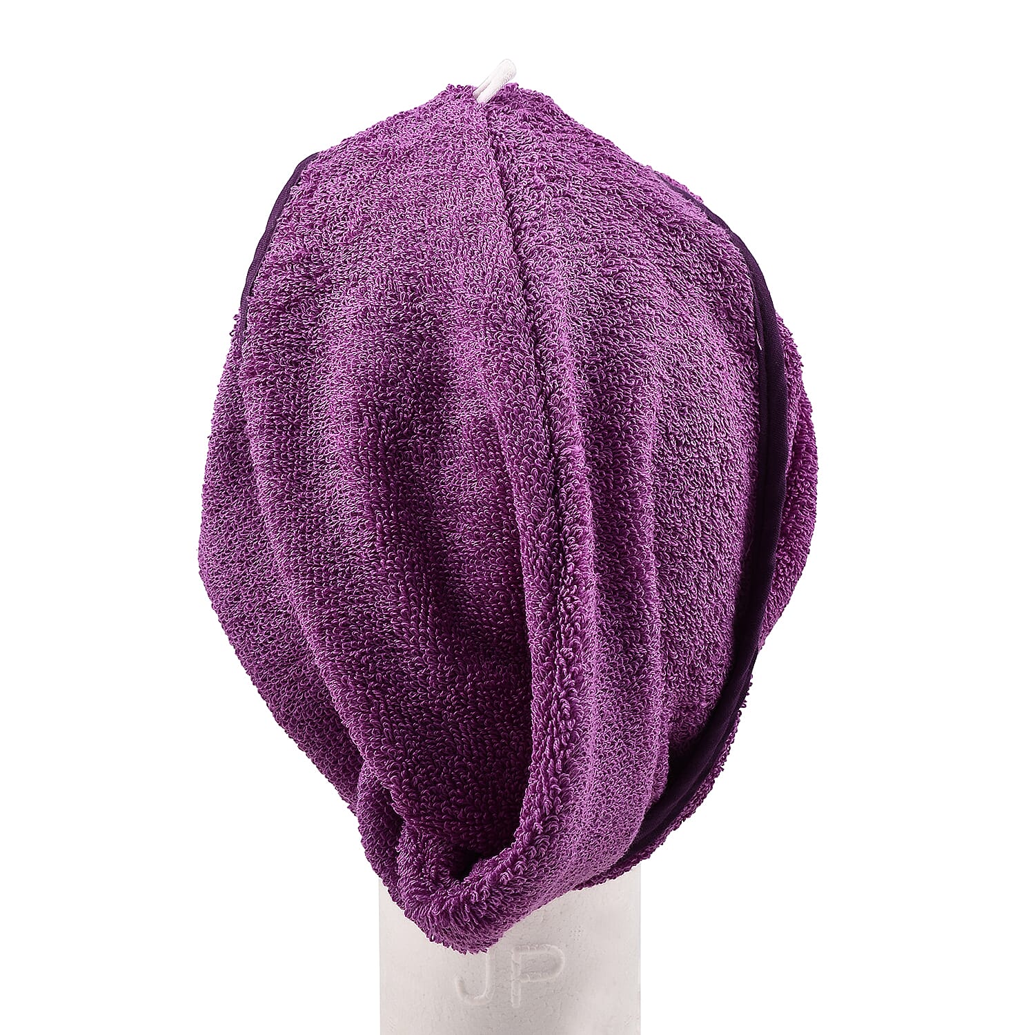 Set of 2 - 100% Cotton Absorbent Fast Dry Hair Wrap (Size 24x9 cm) - Purple & White