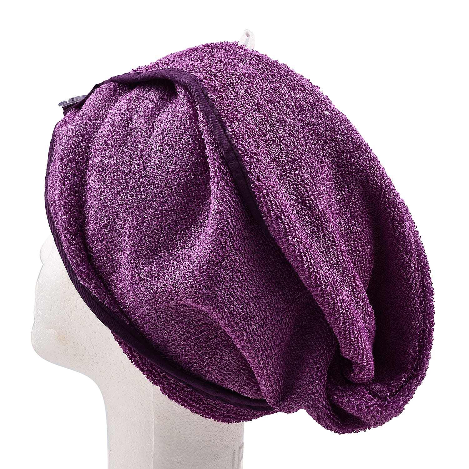 Set of 2 - 100% Cotton Absorbent Fast Dry Hair Wrap (Size 24x9 cm) - Purple & White