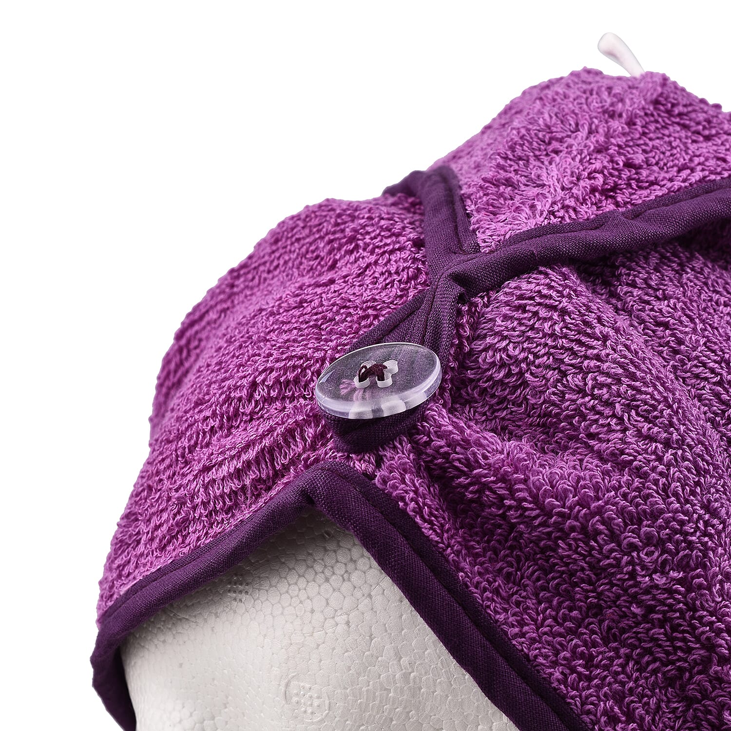 Set of 2 - 100% Cotton Absorbent Fast Dry Hair Wrap (Size 24x9 cm) - Purple & White