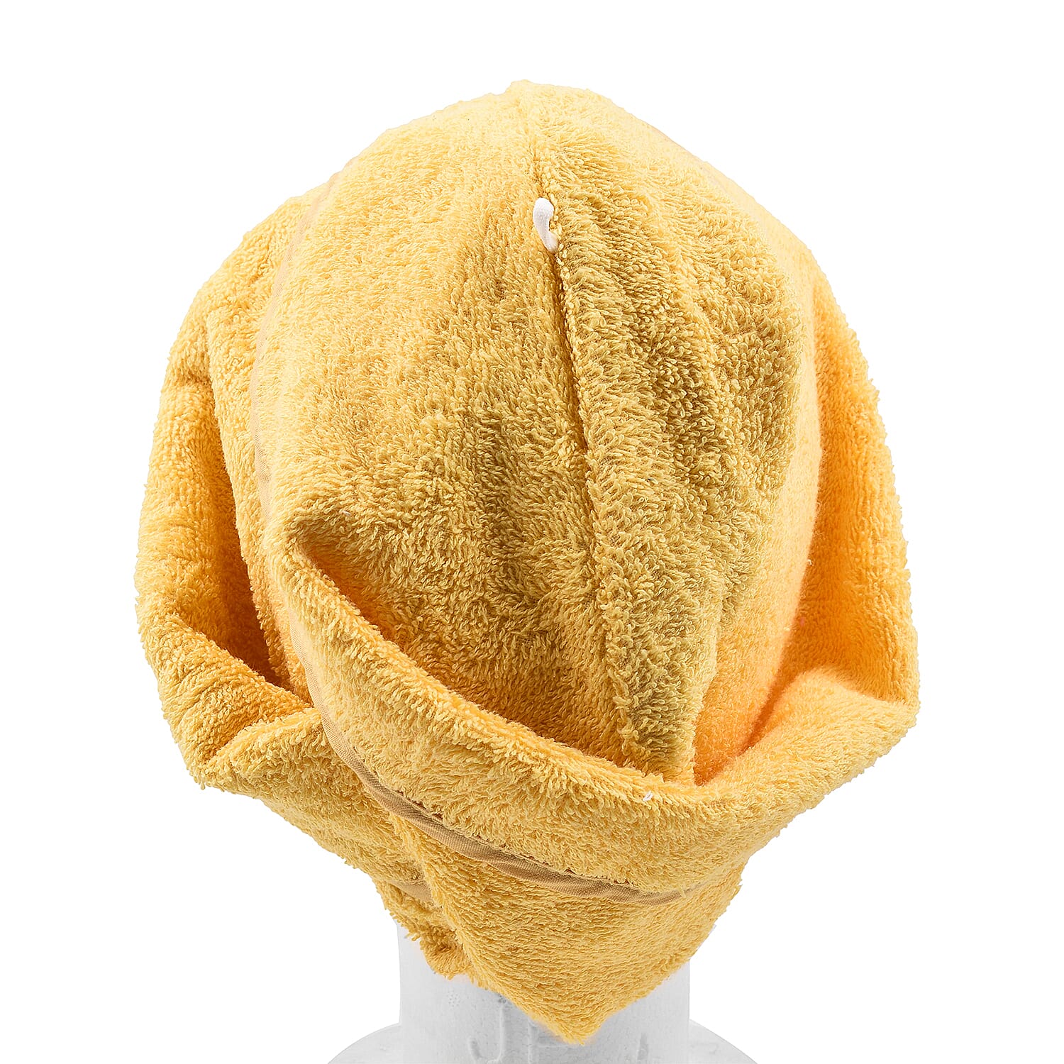 Set of 2 - 100% Cotton Absorbent Fast Dry Hair Wrap (Size 24x9 cm) - Yellow & White