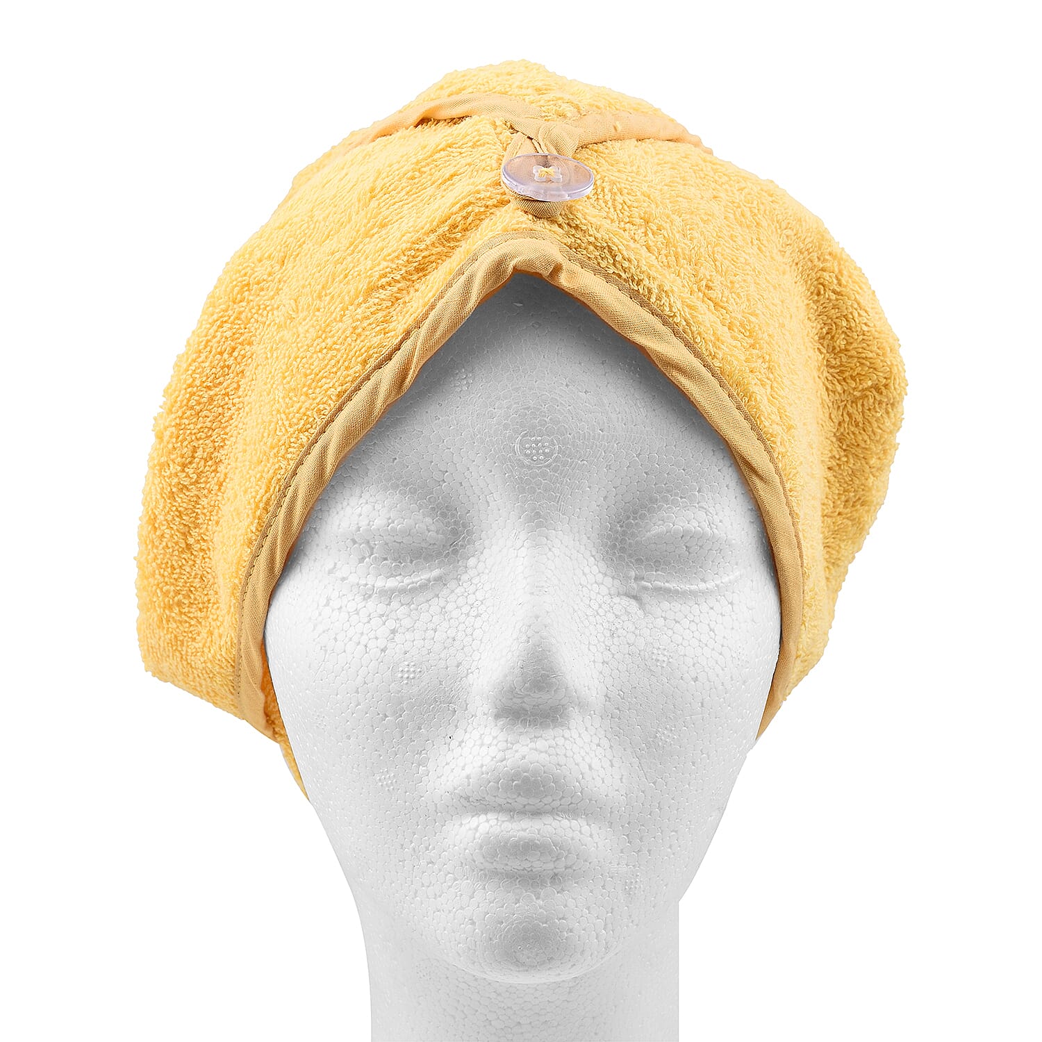 Set of 2 - 100% Cotton Absorbent Fast Dry Hair Wrap (Size 24x9 cm) - Yellow & White