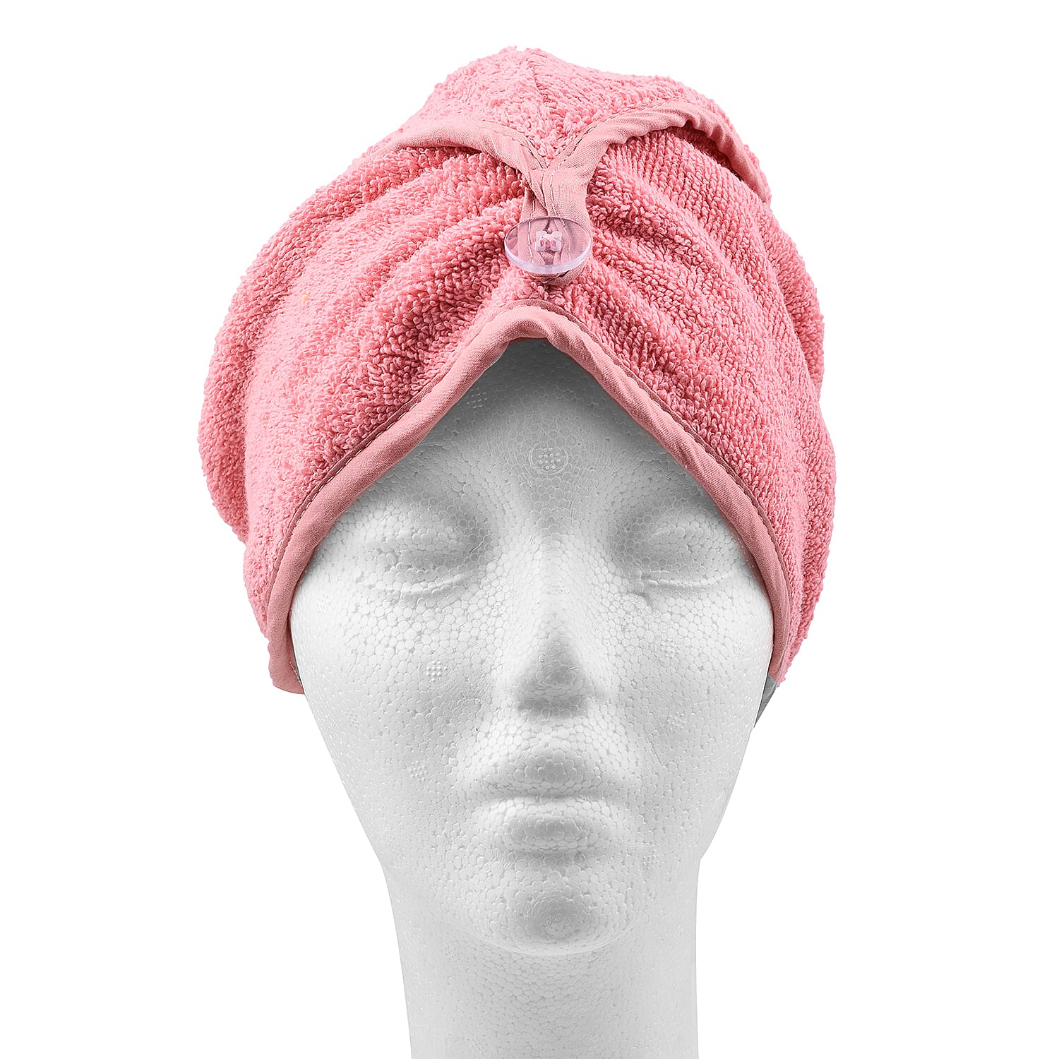 Set of 2 - 100% Cotton Absorbent Fast Dry Hair Wrap (Size 24x9 cm) - Pink & White