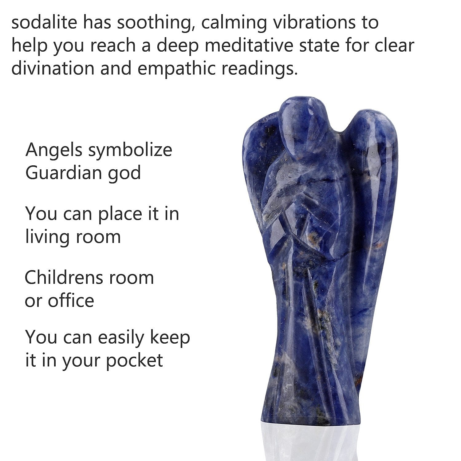 Hand Carved Blue Sodalite Guardian Gemstone Angels - 5.00 Cm