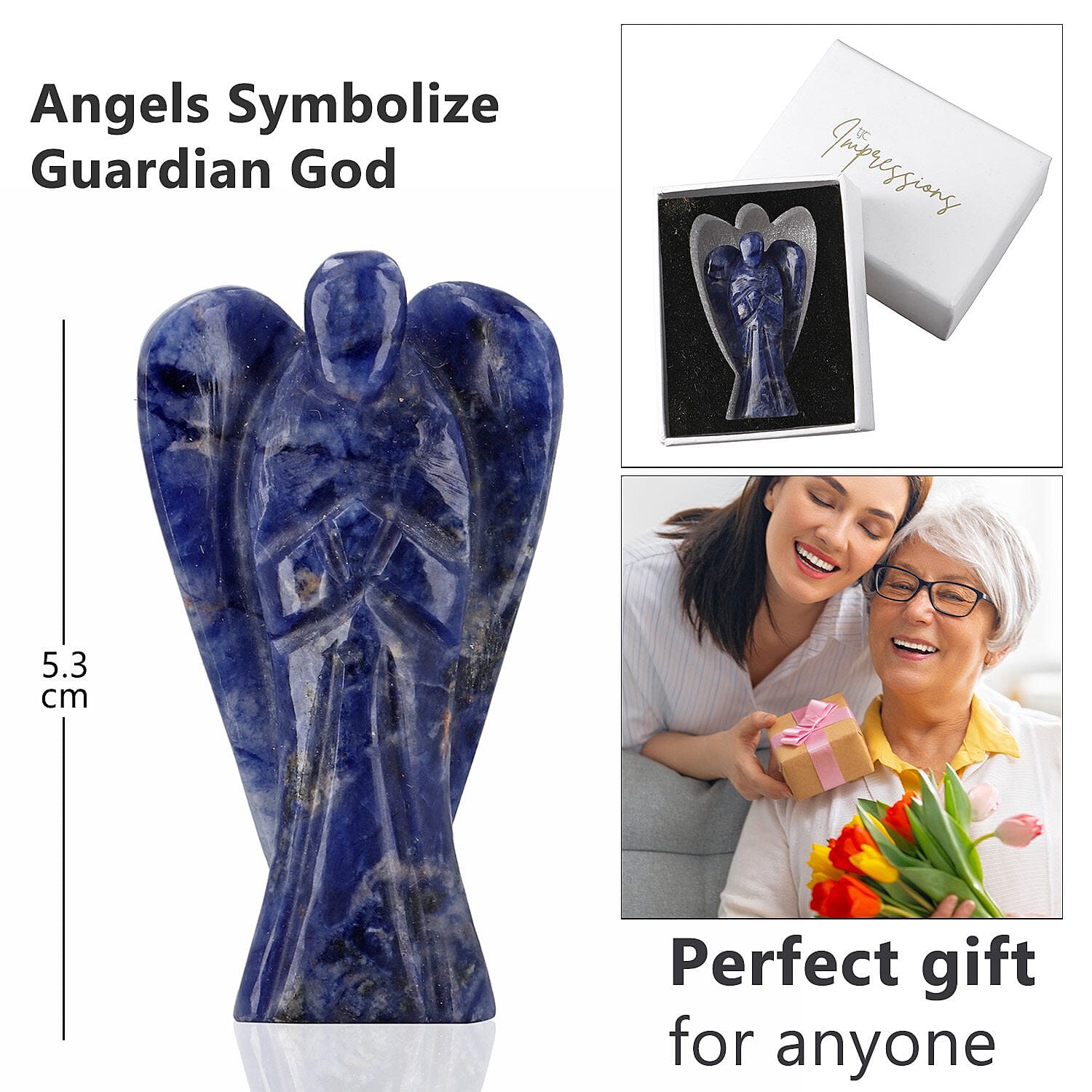 Hand Carved Blue Sodalite Guardian Gemstone Angels - 5.00 Cm