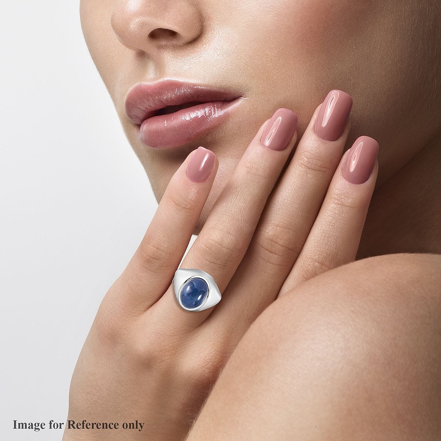 6 Ray Star Blue Sapphire Solitaire Ring in Rhodium Overlay Sterling Silver 4.36 Ct.