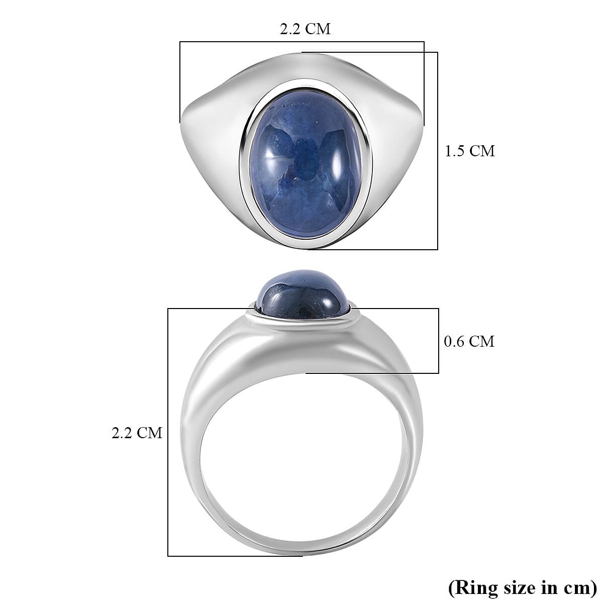 6 Ray Star Blue Sapphire Solitaire Ring in Rhodium Overlay Sterling Silver 4.36 Ct.