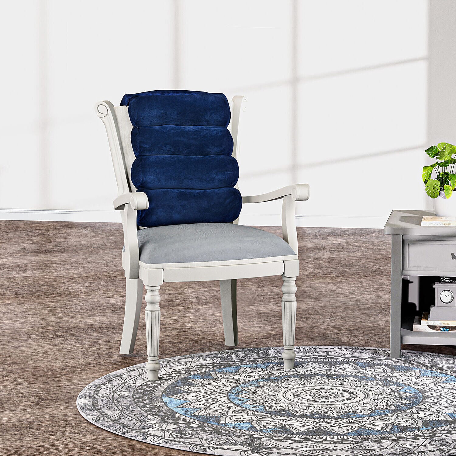 Homesmart Super Soft 5 Compartment Back and Hip Support Cushion (Size 60x40x8 cm) - Navy