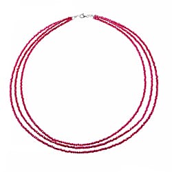 Rhodolite Garnet 3 Strand Necklace (Size 18) in Rhodium Overlay Sterling Silver 50.00 Ct