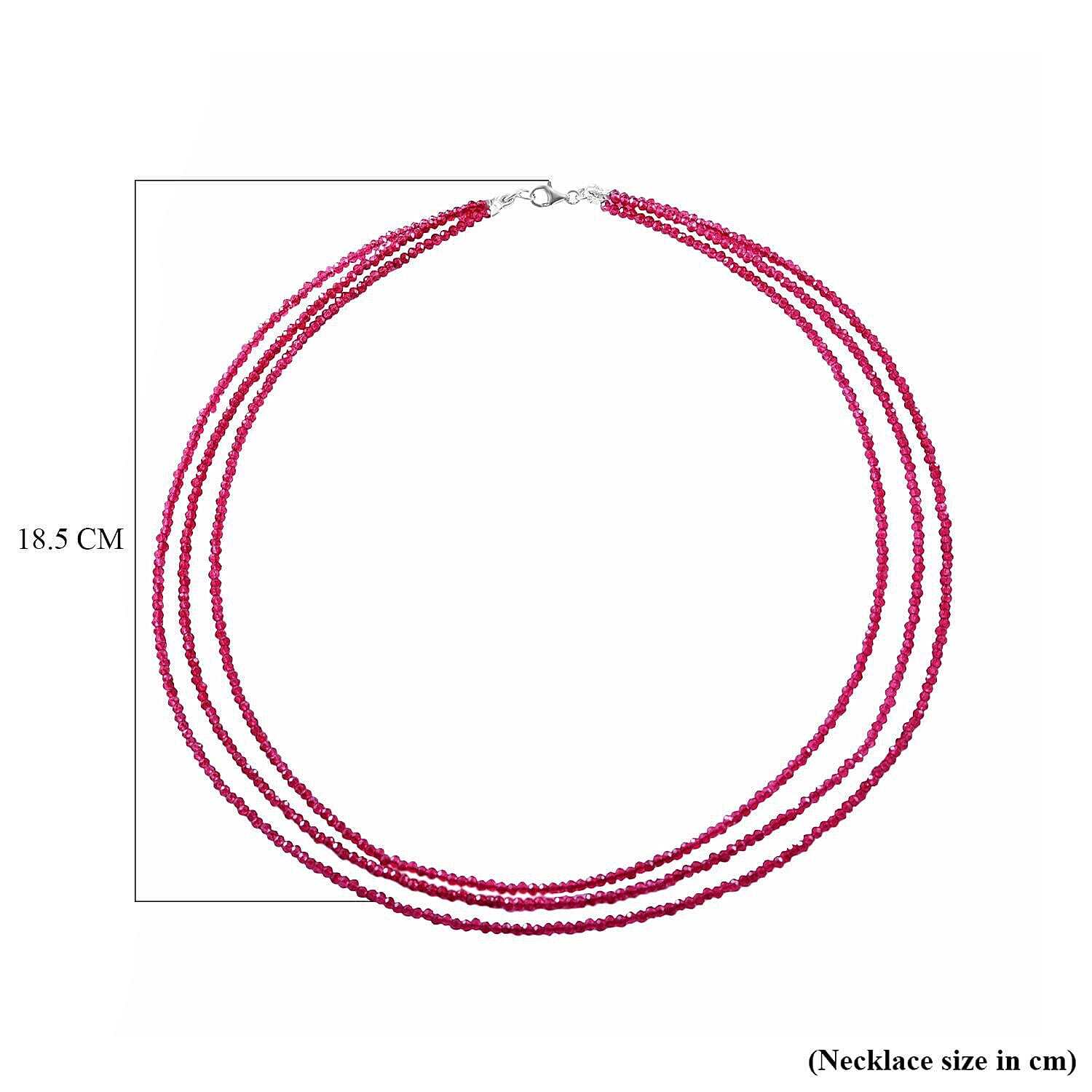 Rhodolite Garnet 3 Strand Necklace (Size 18) in Rhodium Overlay Sterling Silver 50.00 Ct