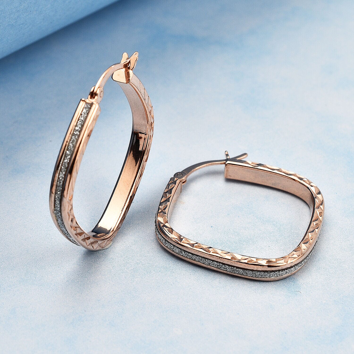 Rose Gold Overlay Sterling Silver Hoop Earrings