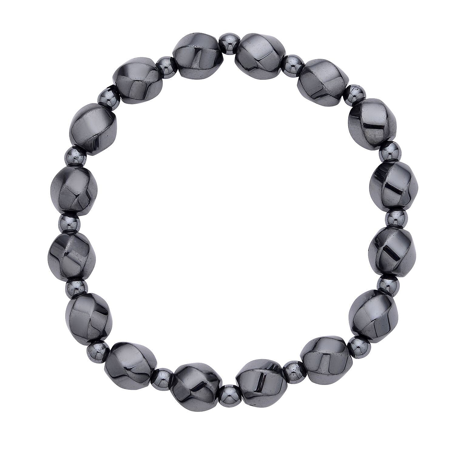 Hematite Beads Stretchable Bracelet (Size 6.75) 134 Ct