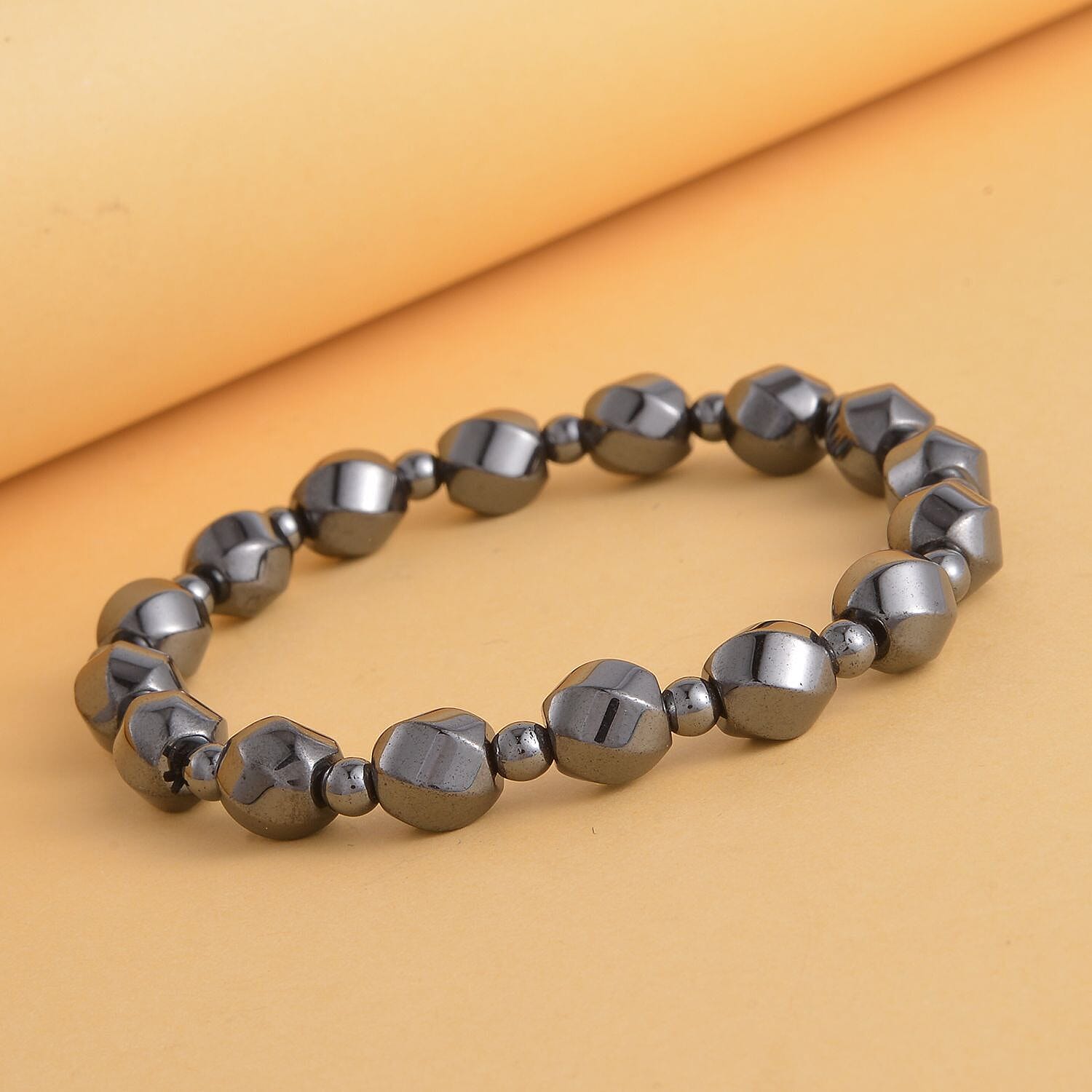Hematite Beads Stretchable Bracelet (Size 6.75) 134 Ct