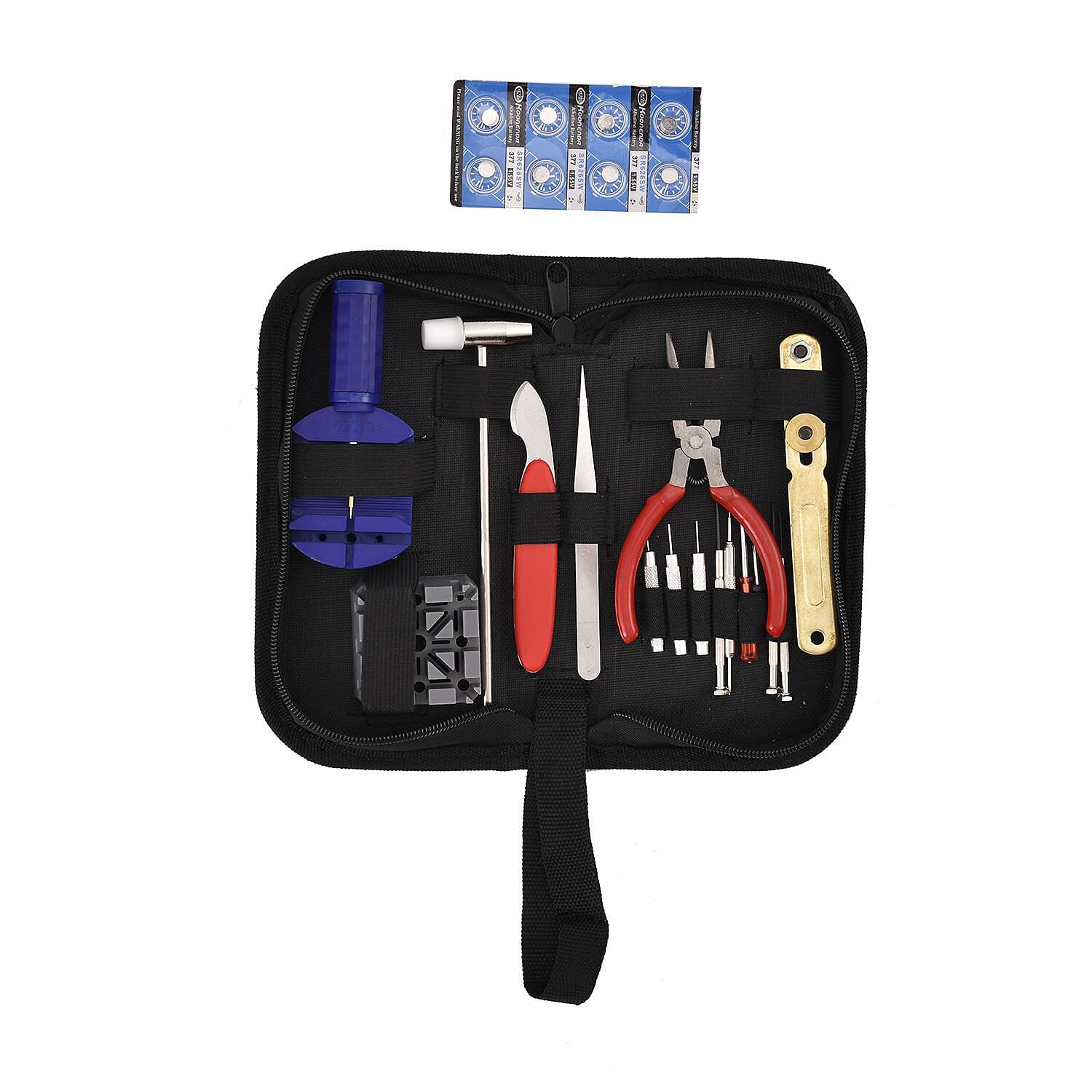 16 Piece Watch Repair Toolkit Including 8 Batteries