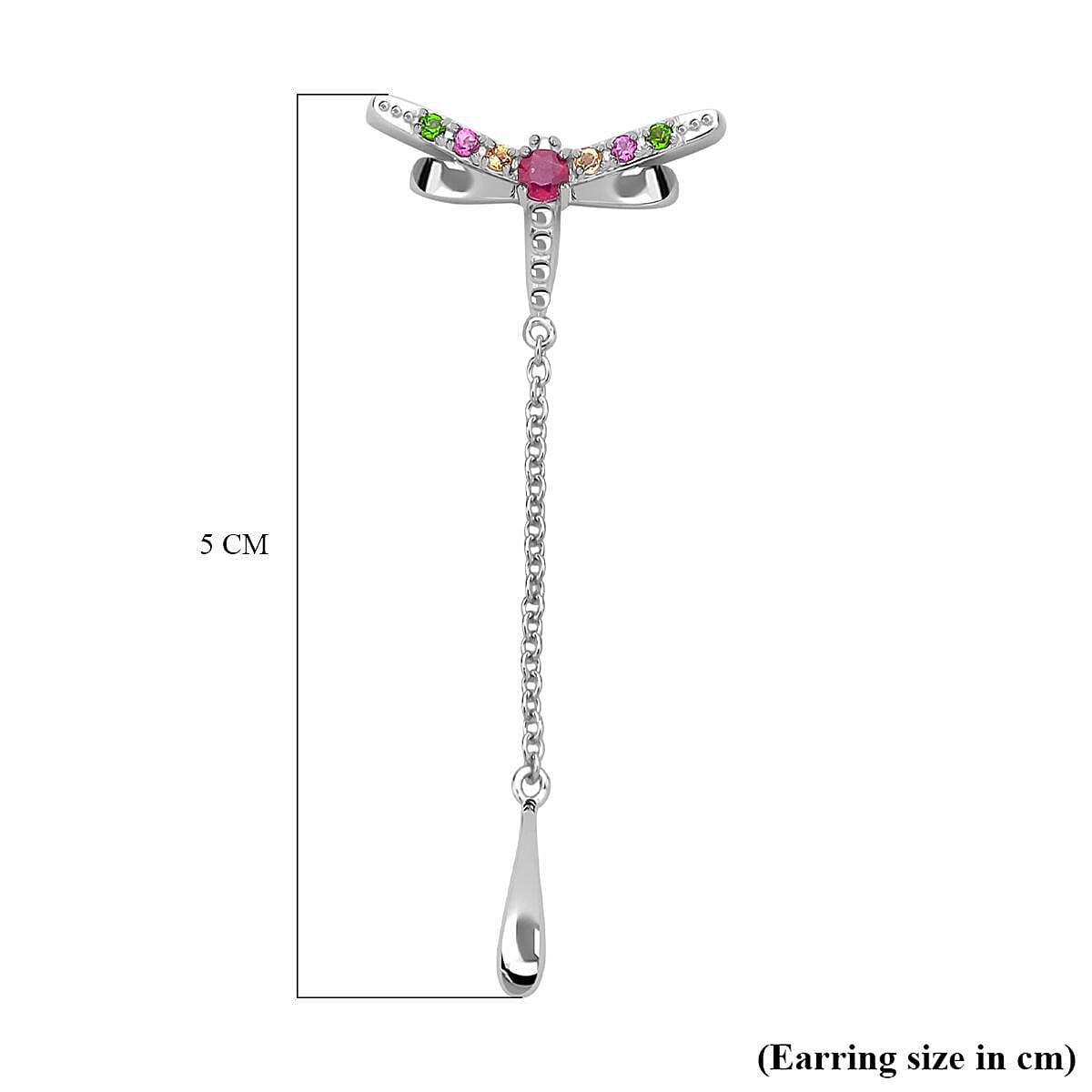 Dragonfly Collection - Ruby, Citrine and Multi Gemstone Earrings in Rhodium Overlay Sterling Silver