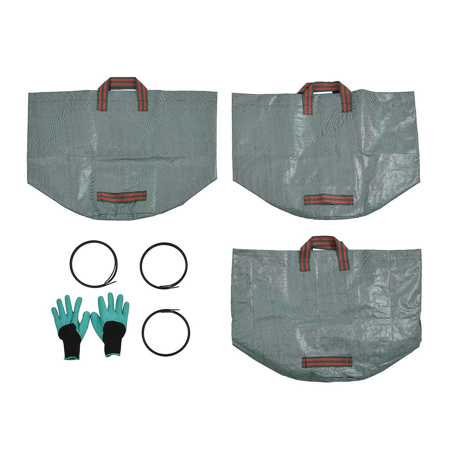 3x Super Tough Garden Rubbish Bags (80 Lt) with Firm Lip, PLUS Robust Gloves