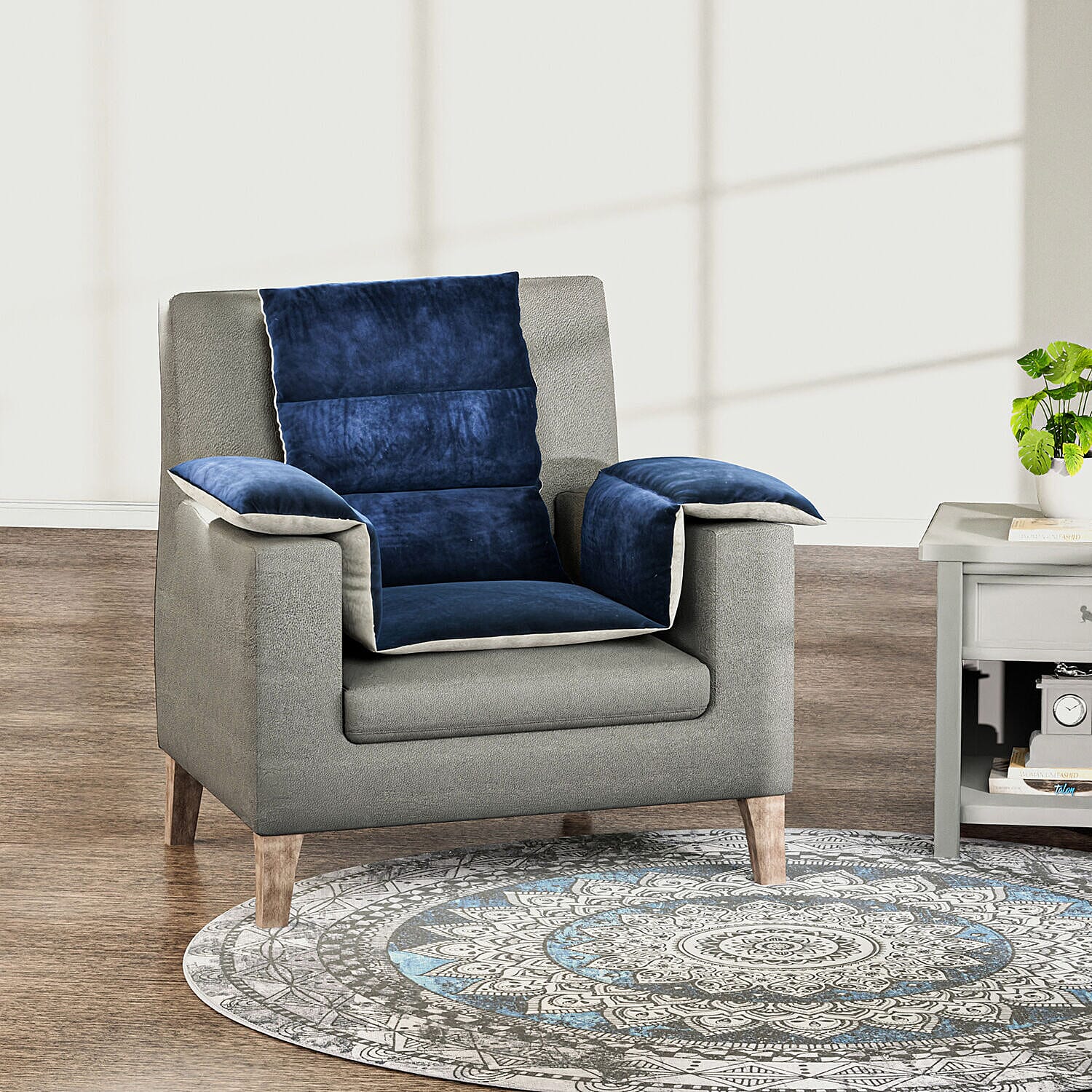 TJC Essentials Polyester Solid Pillow Case and Cover (Size 45x65 cm) - Navy & Navy