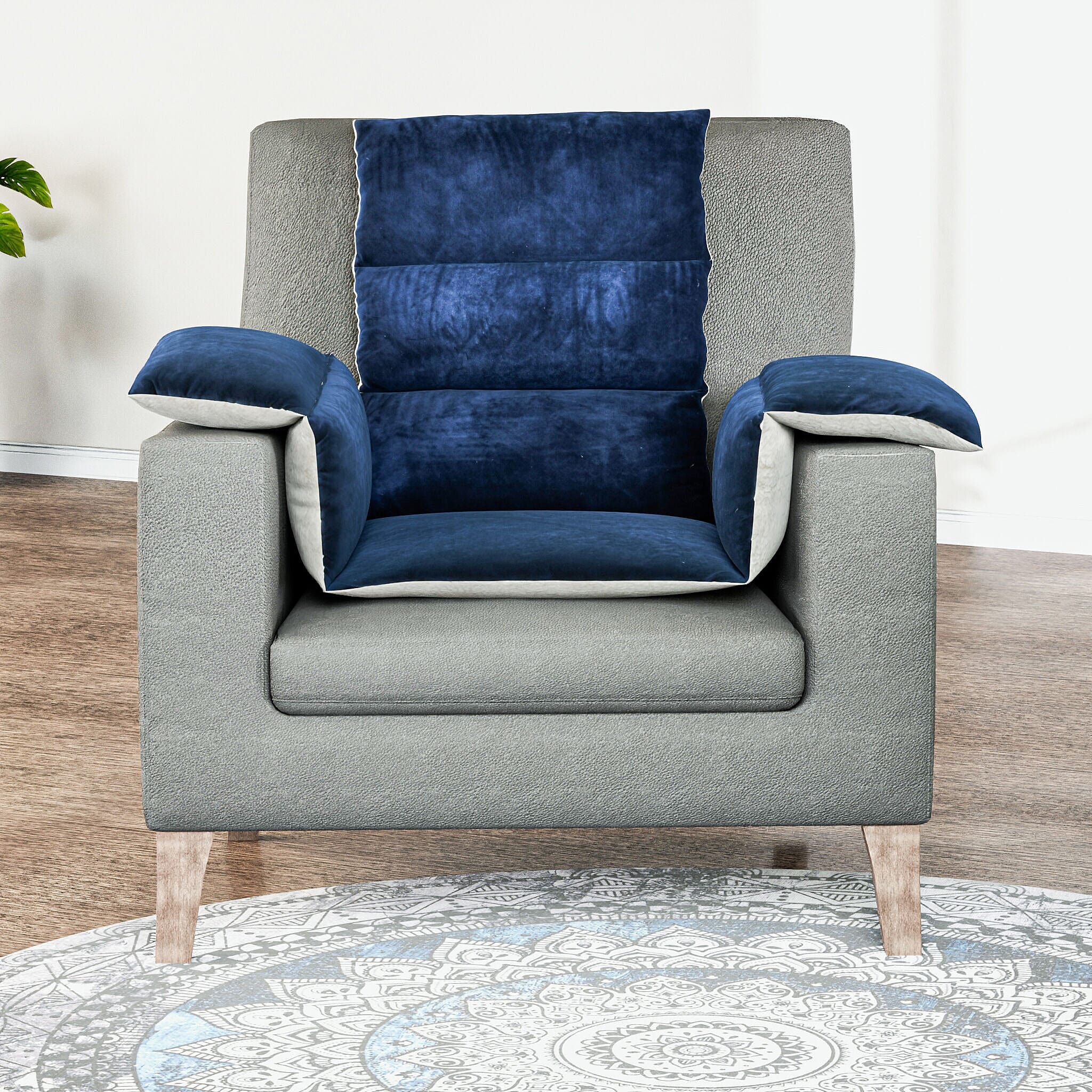 TJC Essentials Polyester Solid Pillow Case and Cover (Size 45x65 cm) - Navy & Navy