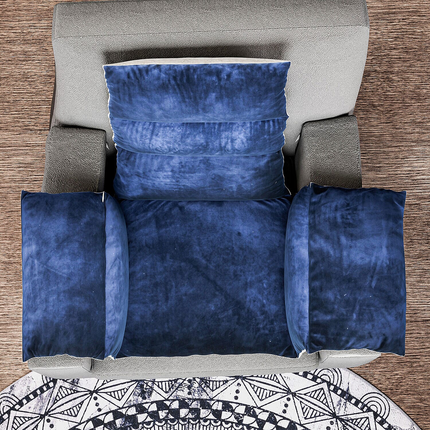 TJC Essentials Polyester Solid Pillow Case and Cover (Size 45x65 cm) - Navy & Navy