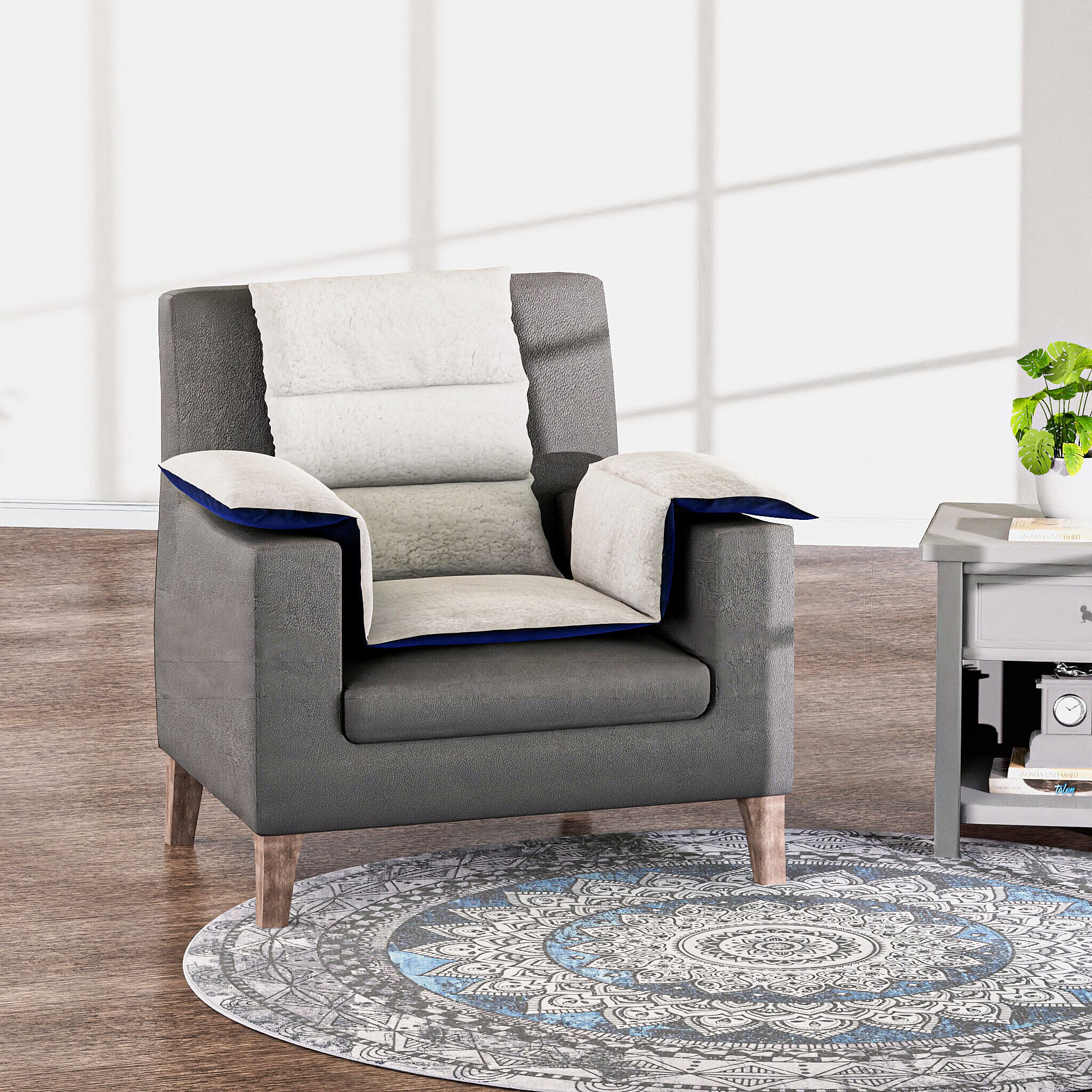 TJC Essentials Polyester Solid Pillow Case and Cover (Size 45x65 cm) - Navy & Navy