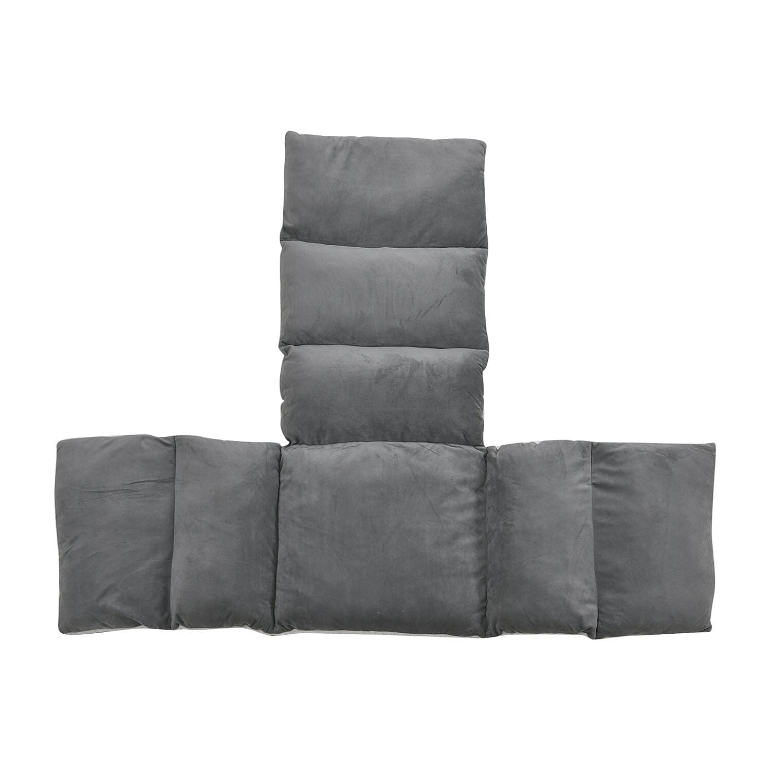 TJC Essentials Microfiber Sherpa Lined Arm Chair Cushion (Size 65x45 cm) - Light Grey