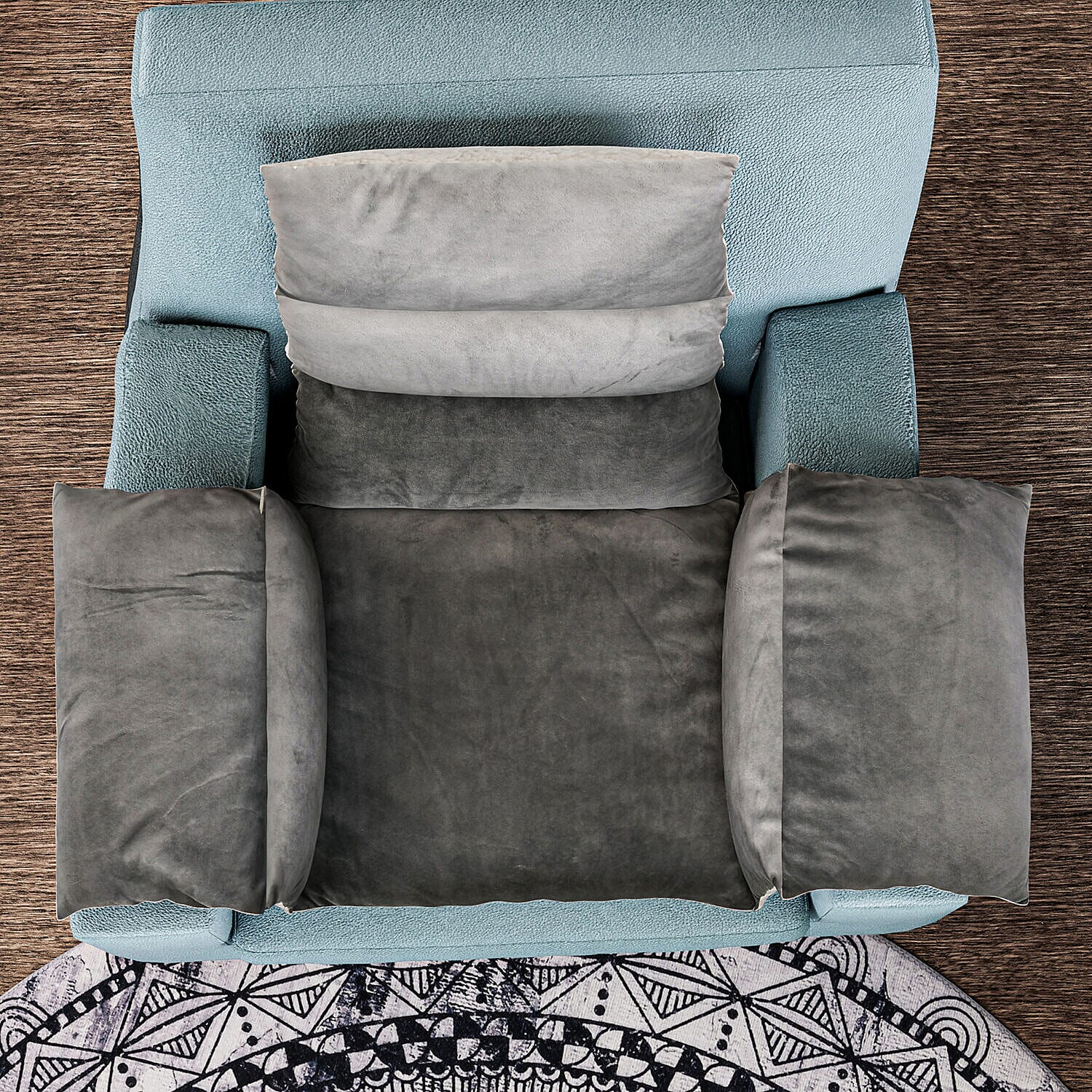 TJC Essentials Microfiber Sherpa Lined Arm Chair Cushion (Size 65x45 cm) - Light Grey