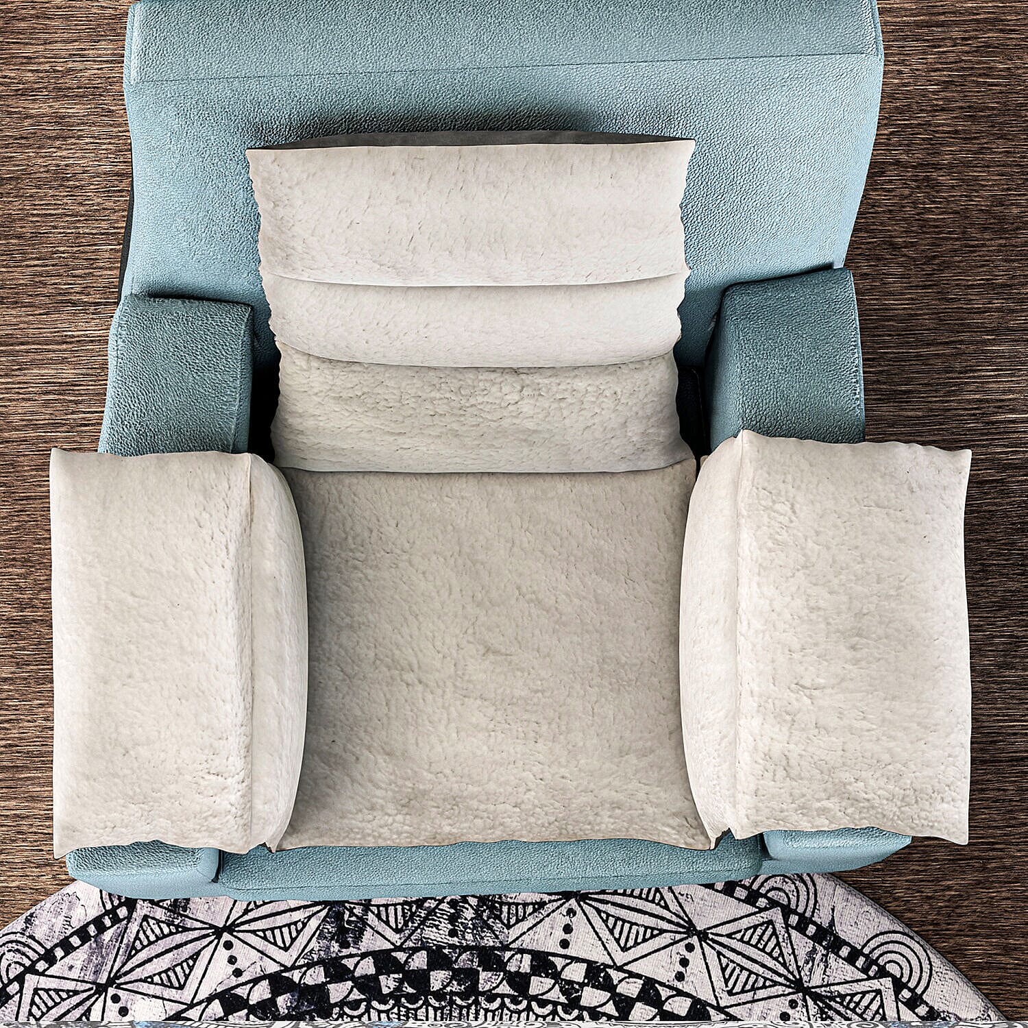 TJC Essentials Microfiber Sherpa Lined Arm Chair Cushion (Size 65x45 cm) - Light Grey