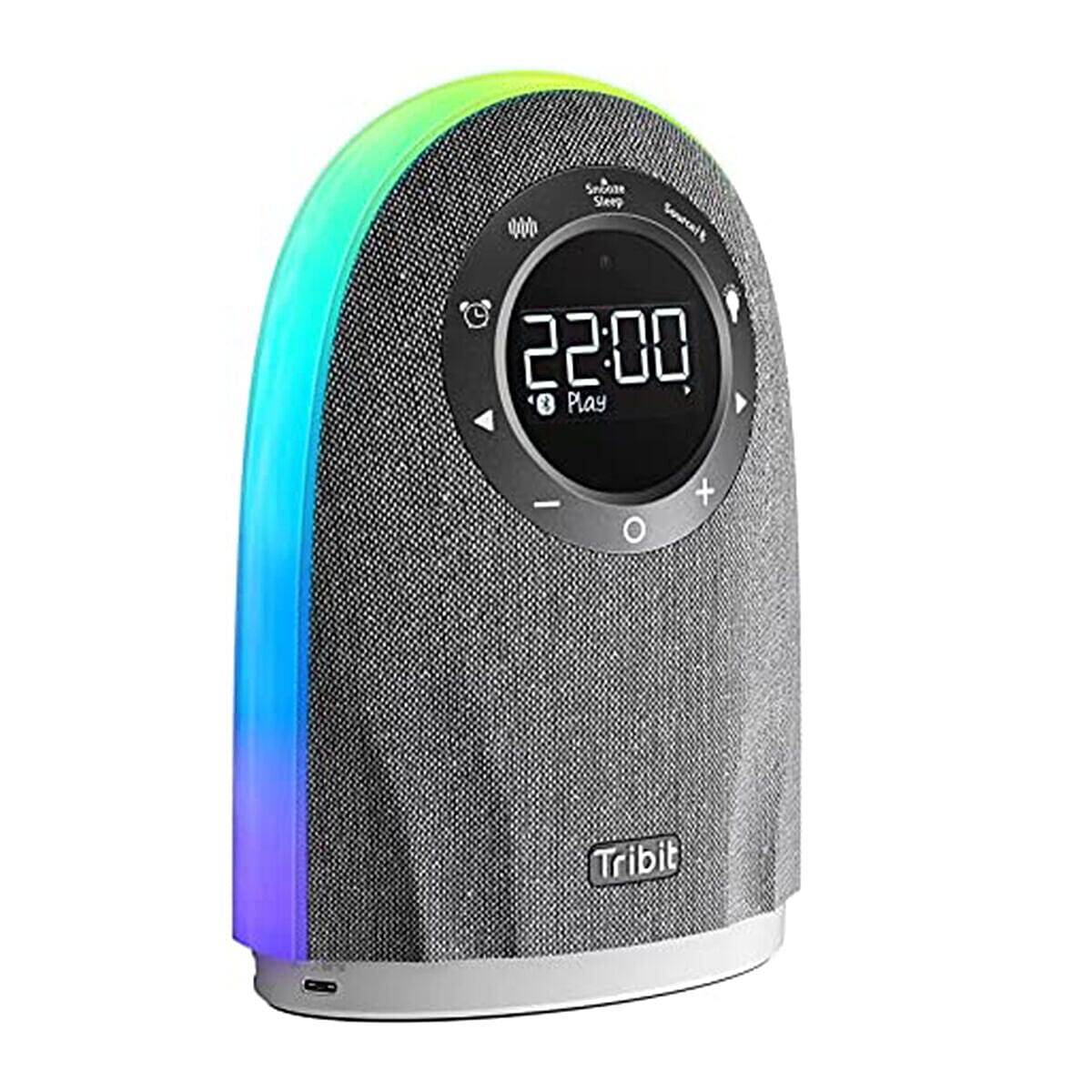 Tribit Night Light Bluetooth Speaker, Alarm Clock with Touch Sensor Control, White Light, Bedside Lamp with 2 USB Output Port for Charging Phones and Adapter Powered