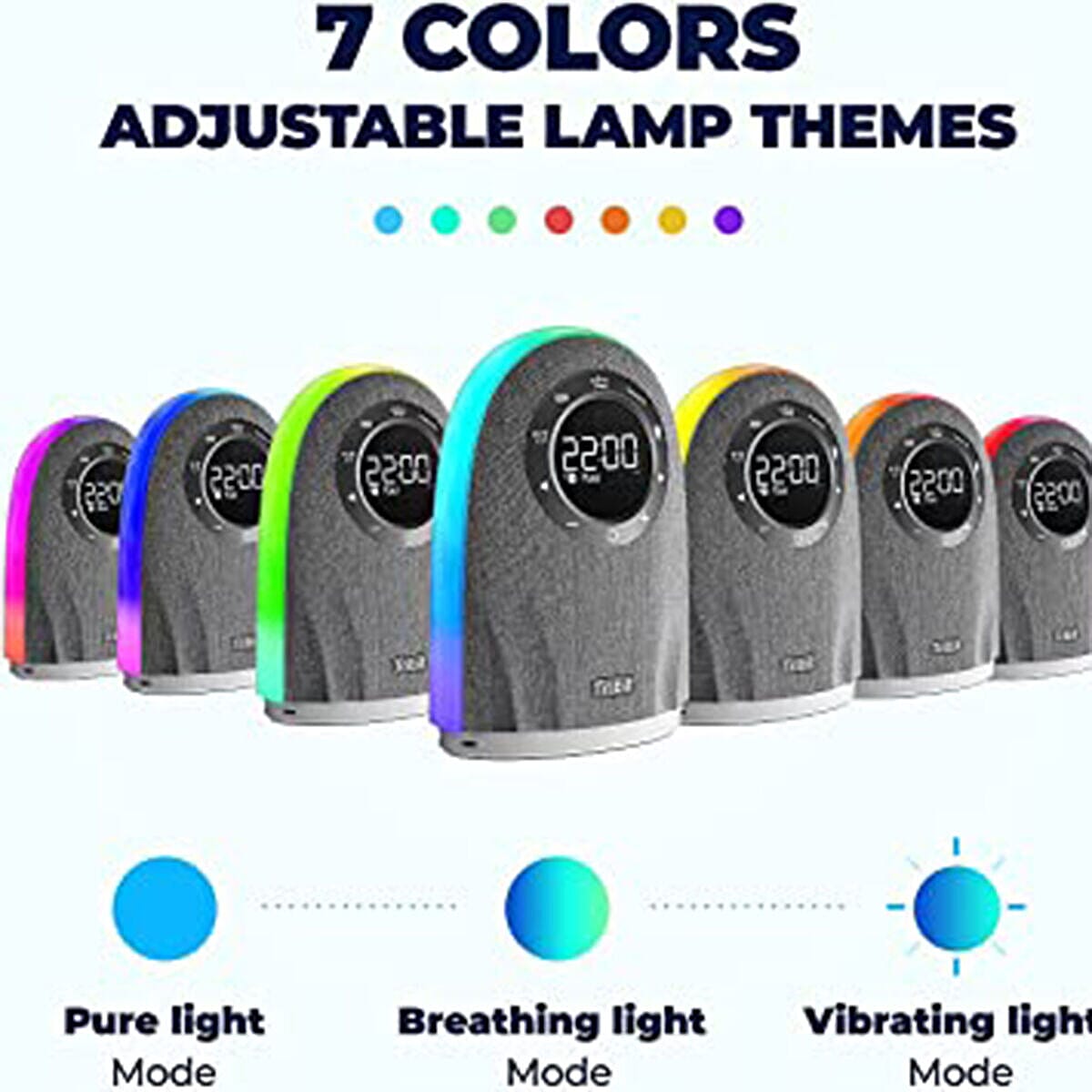 Tribit Night Light Bluetooth Speaker, Alarm Clock with Touch Sensor Control, White Light, Bedside Lamp with 2 USB Output Port for Charging Phones and Adapter Powered