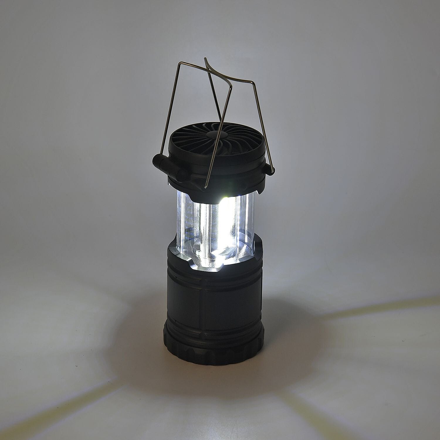 2-in-1 Portable Lantern with Folding Fan (3 AA battery, Not included)- Black