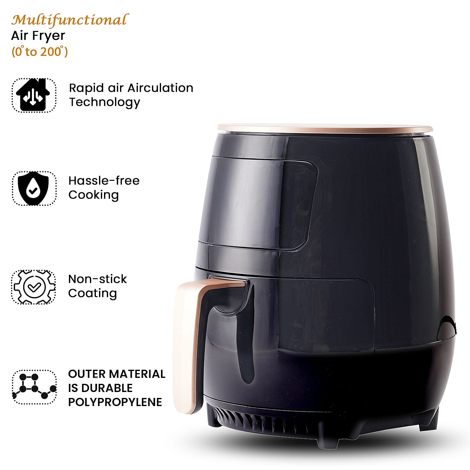 Multifunctional Air Fryer with Frying Plate (1500W, 4.5L) - Black