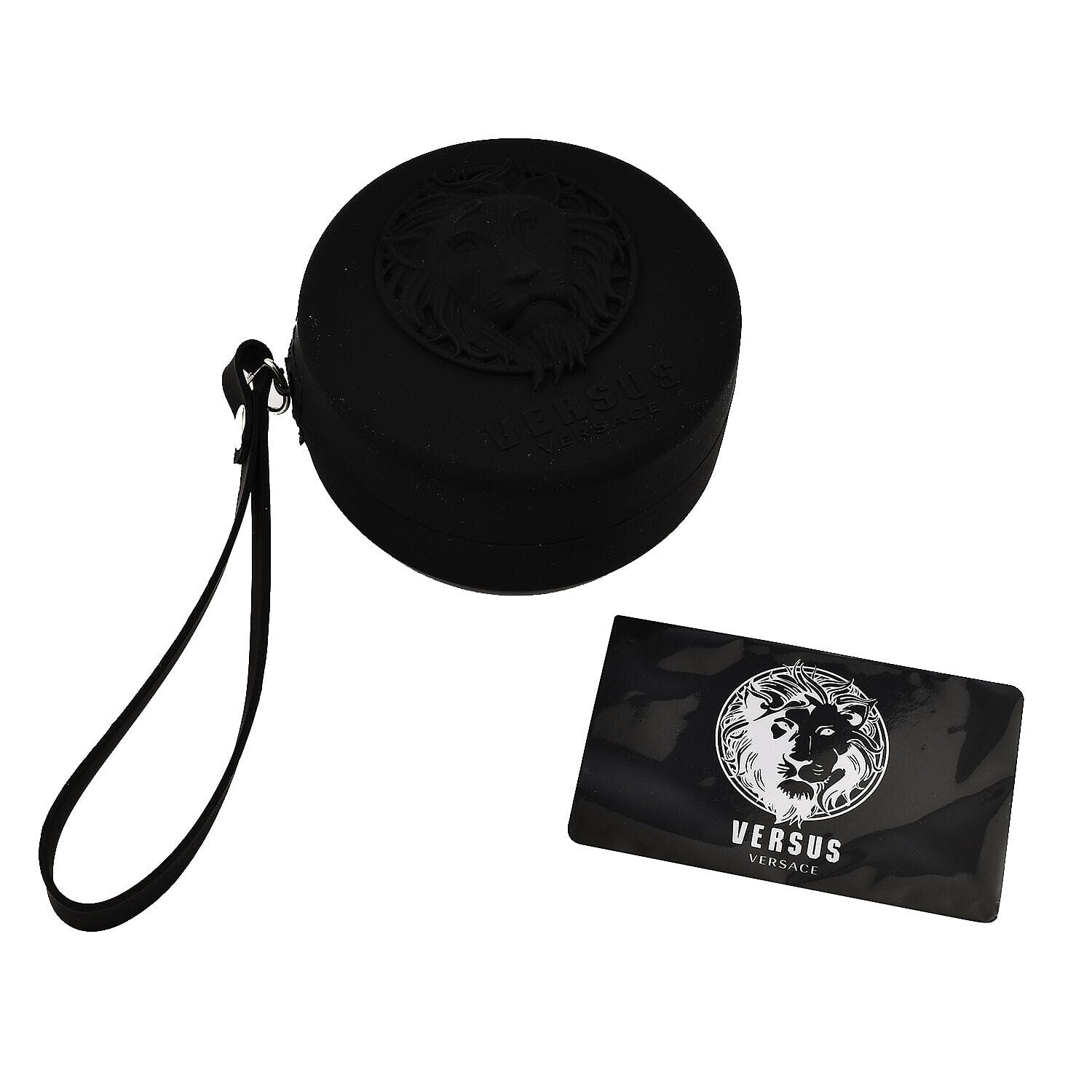 Closeout Deal - Versus Versace Designer 39mm Water Resistant Black Dial Watch with Black Silicon Strap