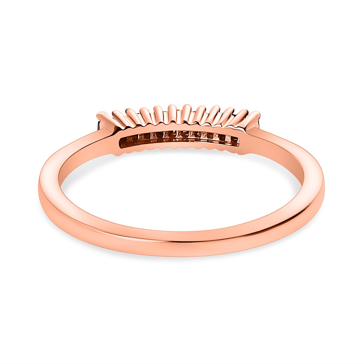 Natural Champagne Diamond Band Ring in 18K Vermeil Rose Gold Plated Sterling Silver