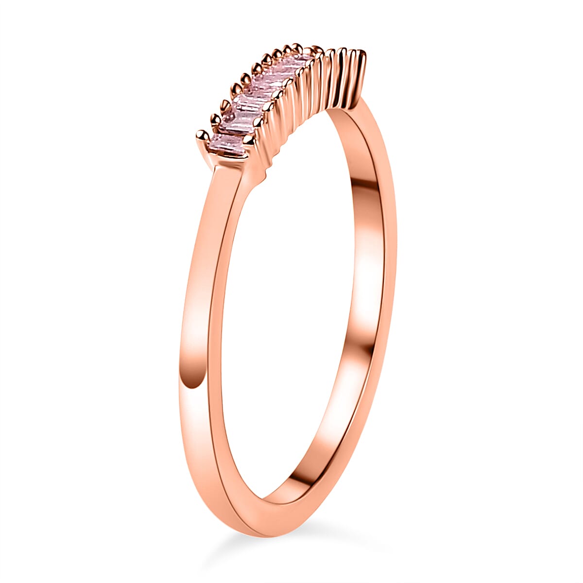 Pink Diamond Band Ring in 18K Rose Gold Vermeil Plated Sterling Silver