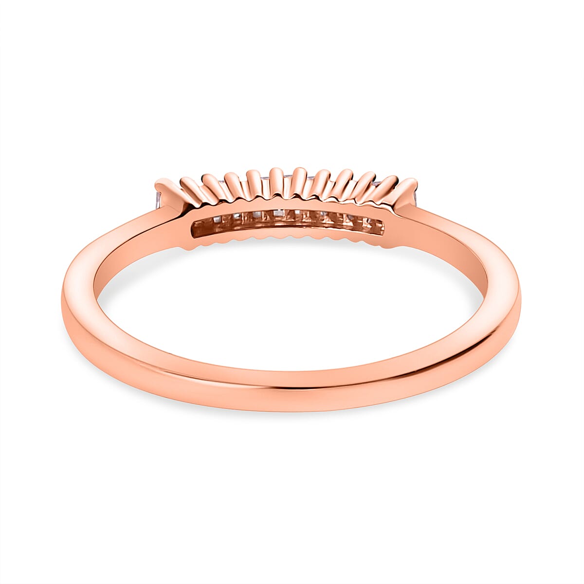 Pink Diamond Band Ring in 18K Rose Gold Vermeil Plated Sterling Silver